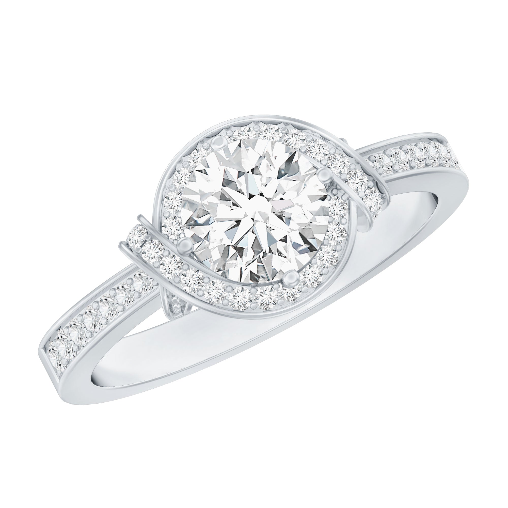 1 Carat Lab Grown Diamond Designer Halo Engagement Ring