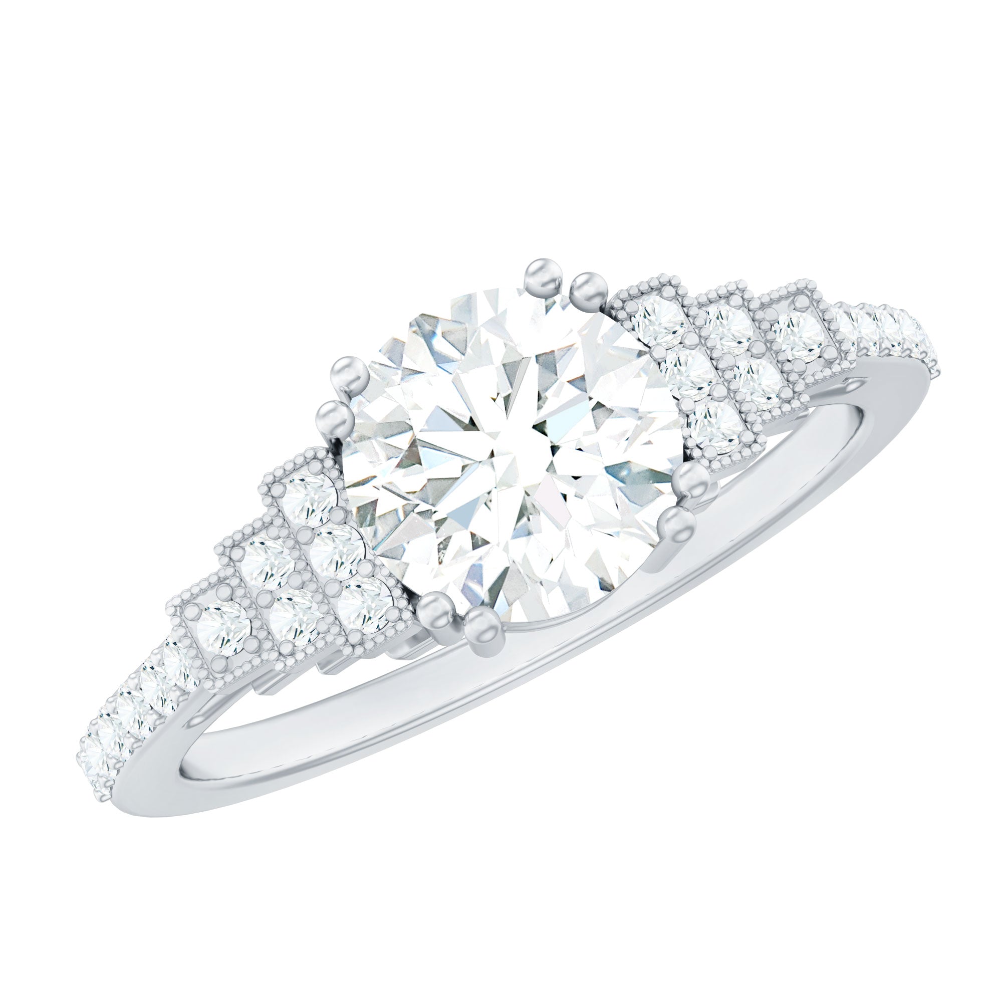 8 MM Lab Grown Diamond Retro Engagement Ring