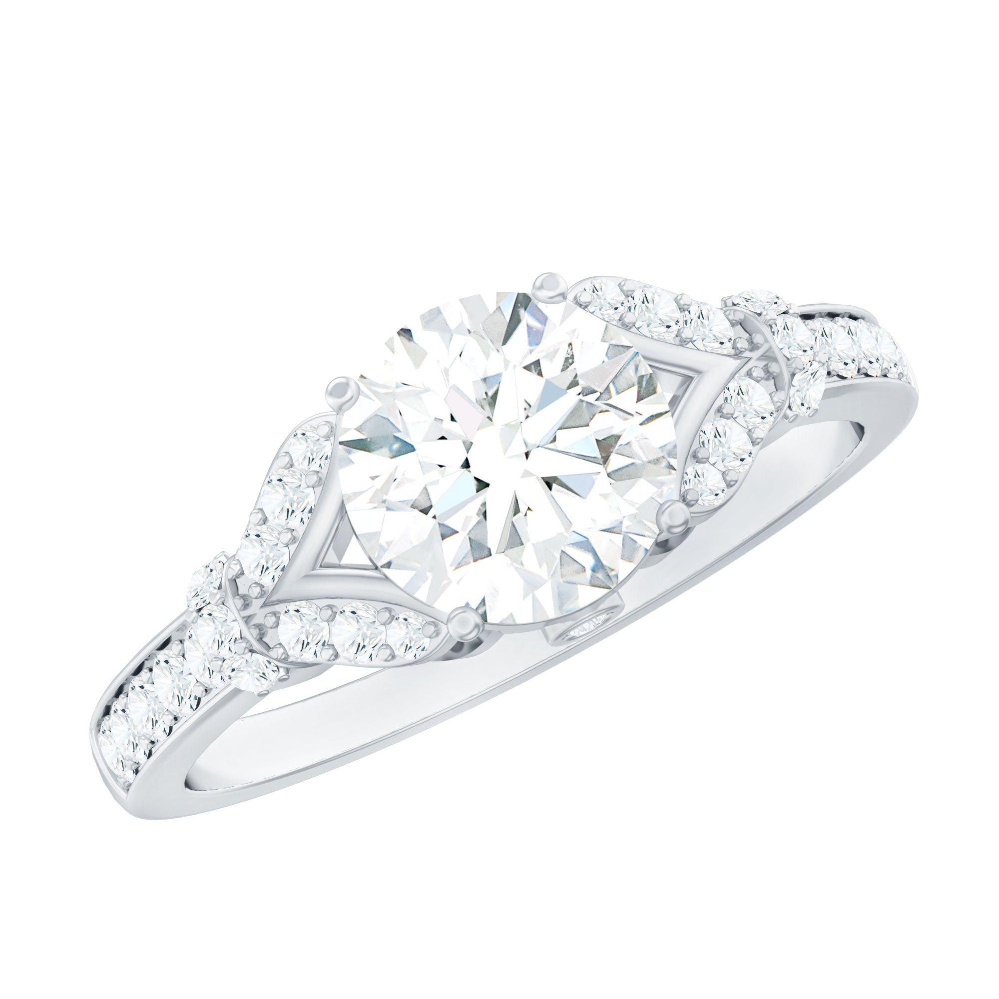 Certified 2Ct Lab Grown Diamond Split Shank Engagement Ring