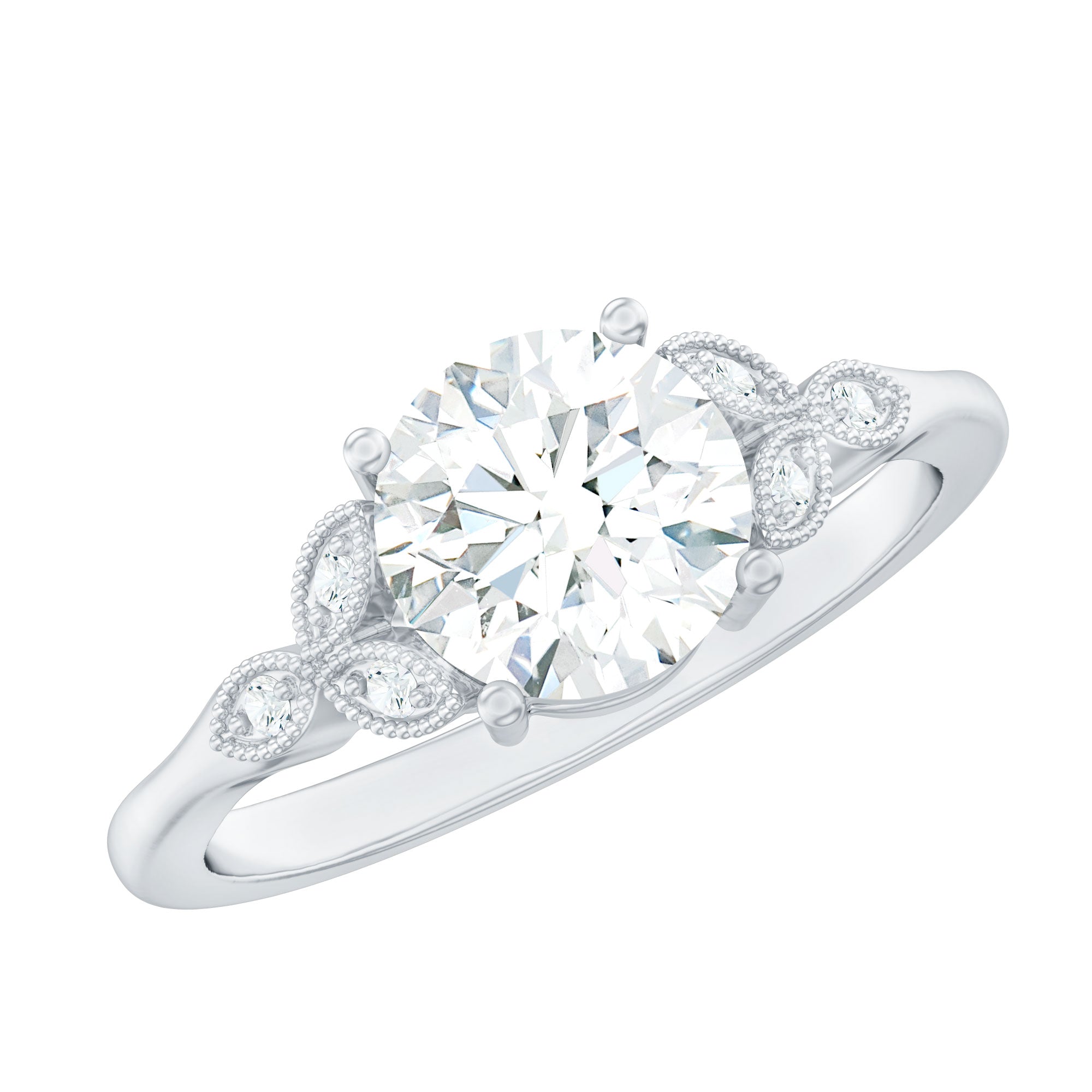 8 MM Round Lab Grown Diamond Vine Engagement Ring