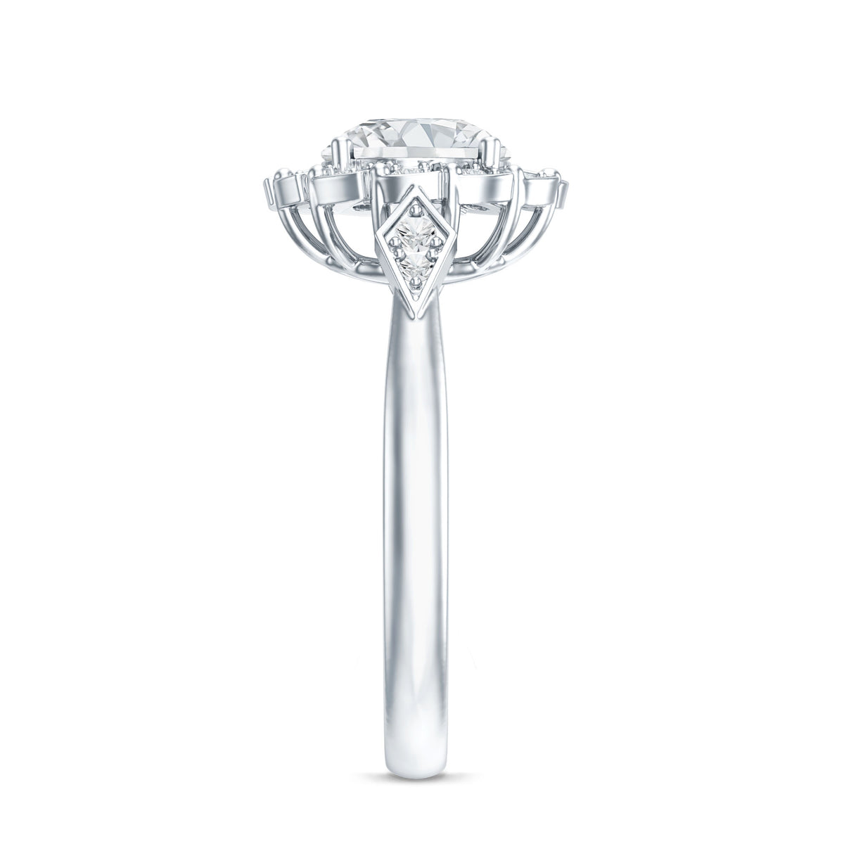 IGI Certified 2 Carat Lab Grown Diamond Flower Halo Engagement Ring Lab - ( E-VS1 ) - Rosec Jewels