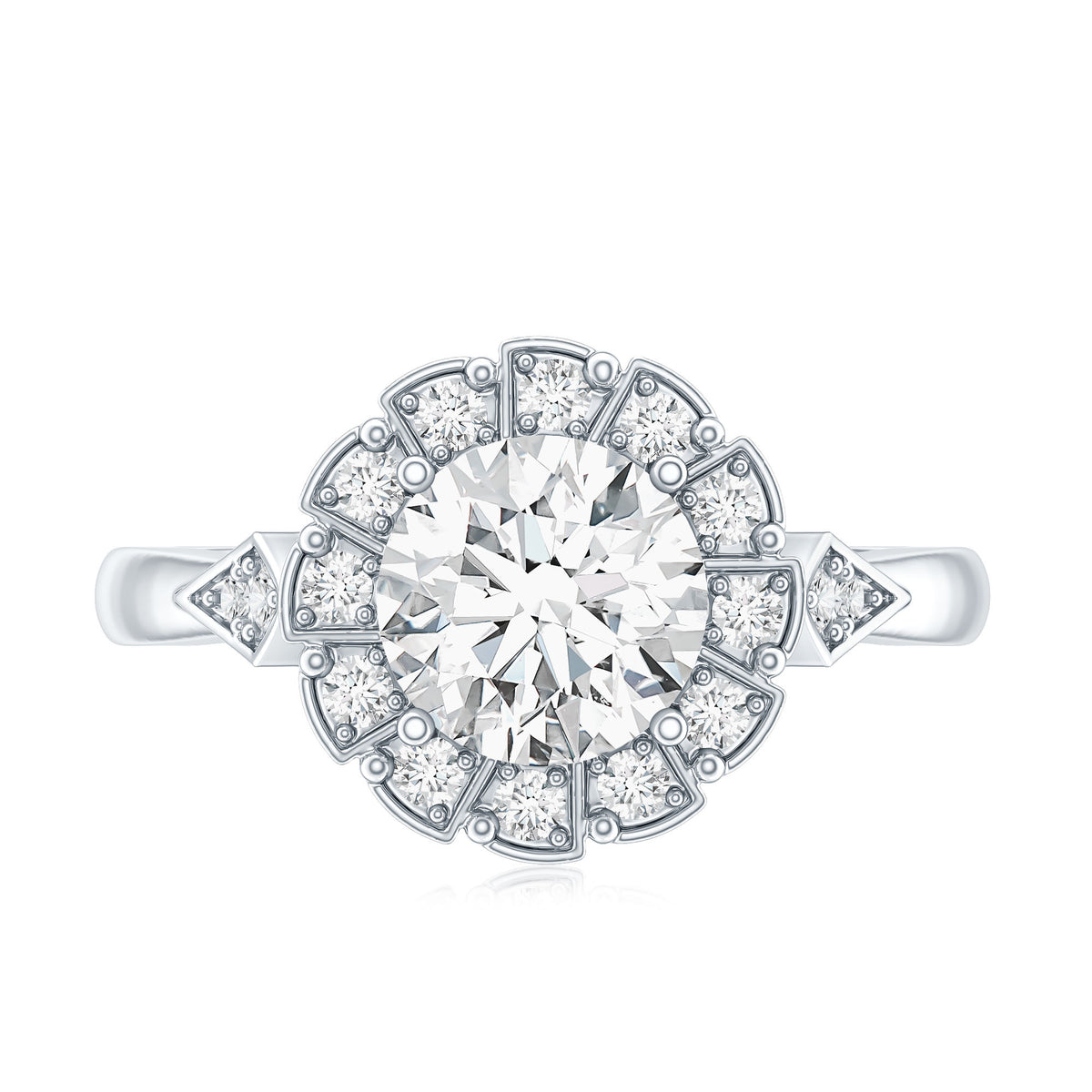 IGI Certified 2 Carat Lab Grown Diamond Flower Halo Engagement Ring Lab - ( E-VS1 ) - Rosec Jewels