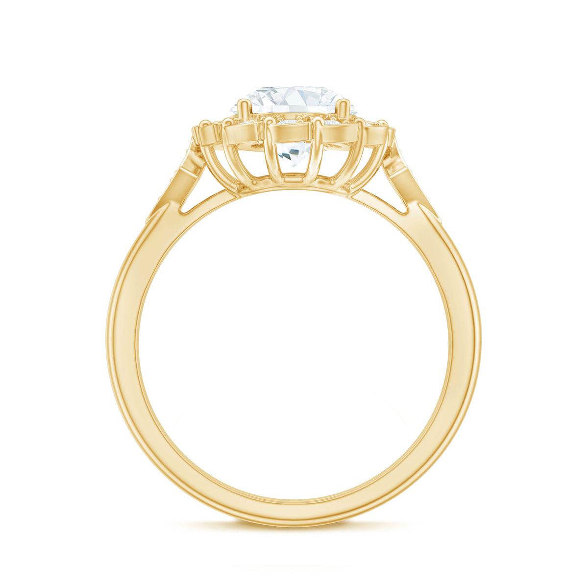 IGI Certified 2 Carat Lab Grown Diamond Flower Halo Engagement Ring Lab - ( E-VS1 ) - Rosec Jewels