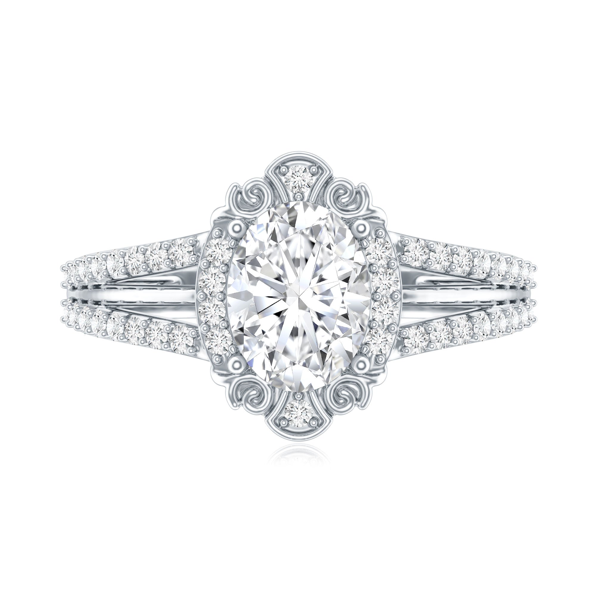 6X8 MM Oval Lab Grown Diamond Vintage Engagement Ring For Women Lab - ( EF-VS ) - Rosec Jewels