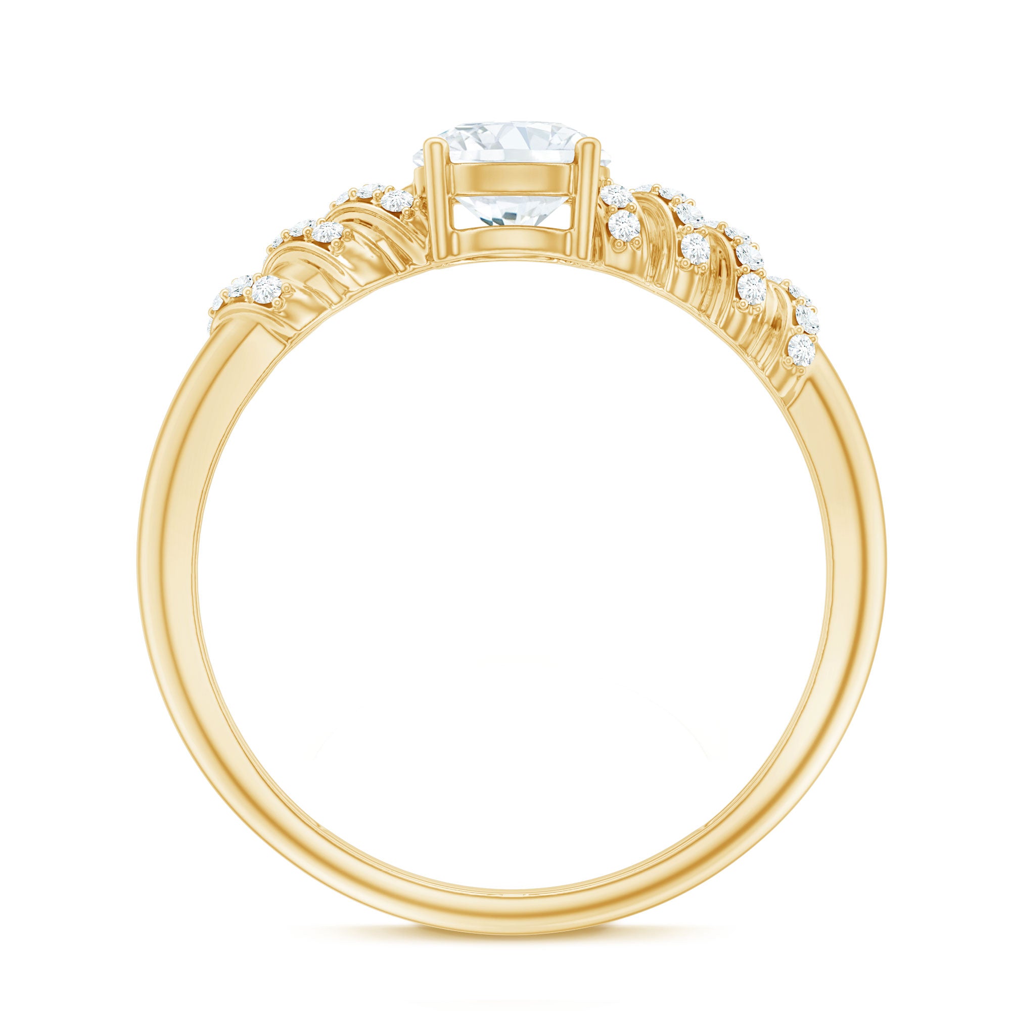 6 MM Lab Grown Diamond Designer Engagement Ring With Side Stones Lab - ( EF-VS ) - Rosec Jewels