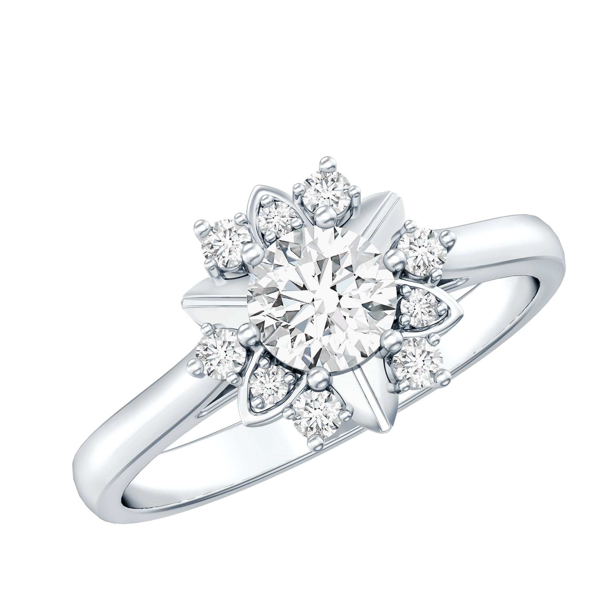 Certified Lab Grown Diamond Nature Engagement Ring Lab - ( EF-VS ) - Rosec Jewels