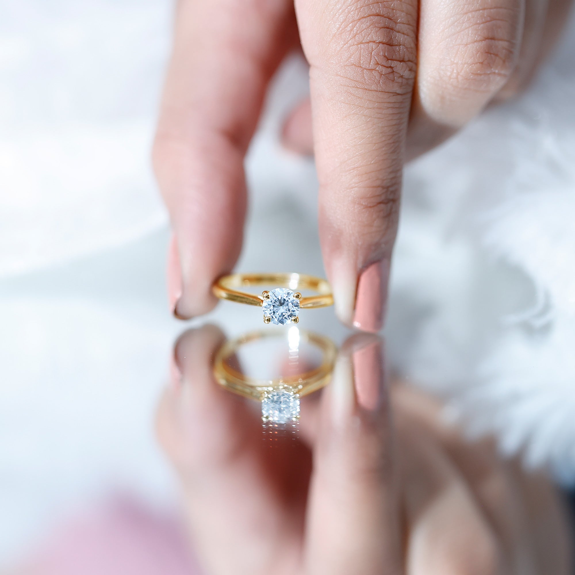 Certified Lab Grown Diamond 6 MM Circle Engagement Ring Lab - ( EF-VS ) - Rosec Jewels