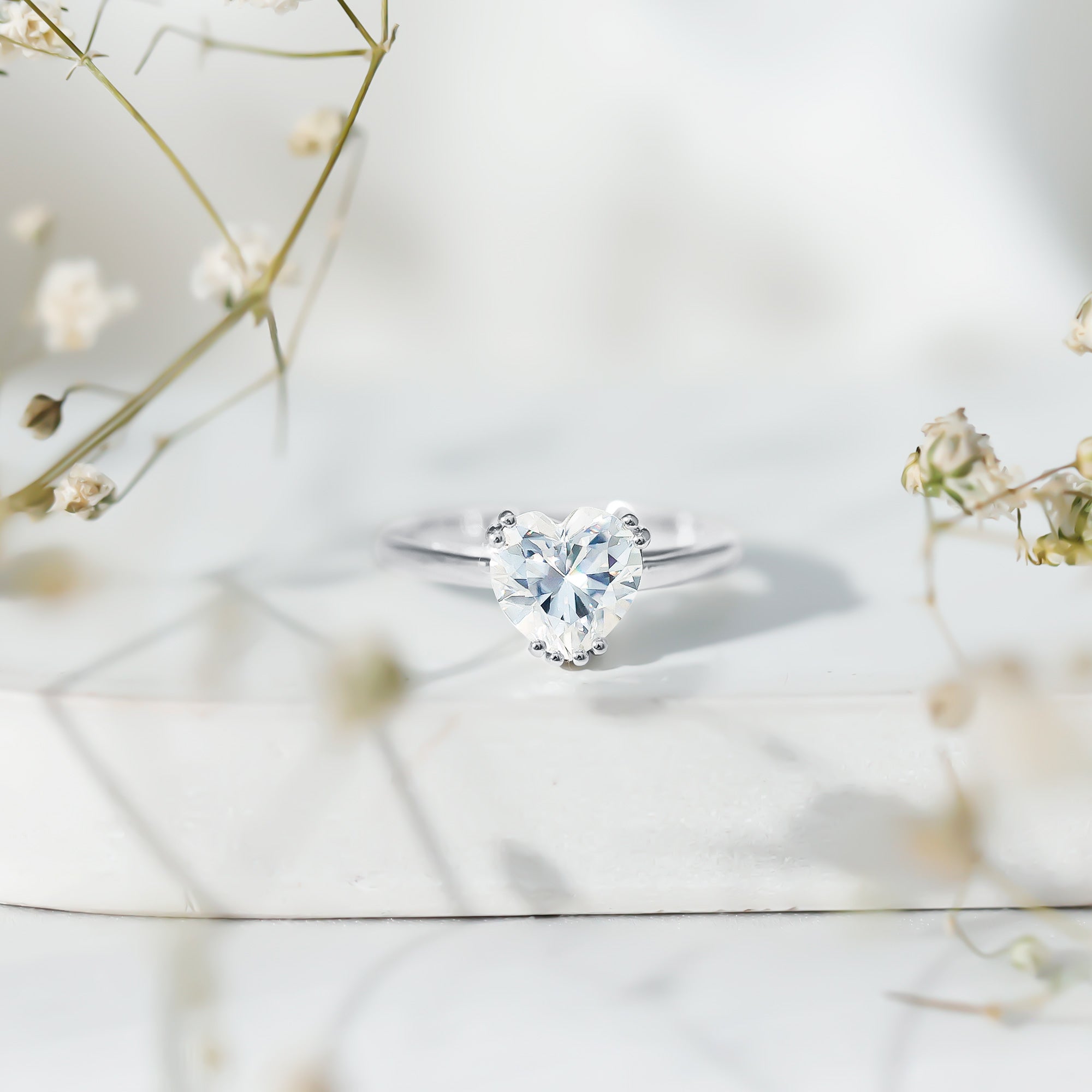 Certified Lab Grown Diamond Heart Engagement Ring 8 MM with Double Prong Lab - ( EF-VS ) - Rosec Jewels