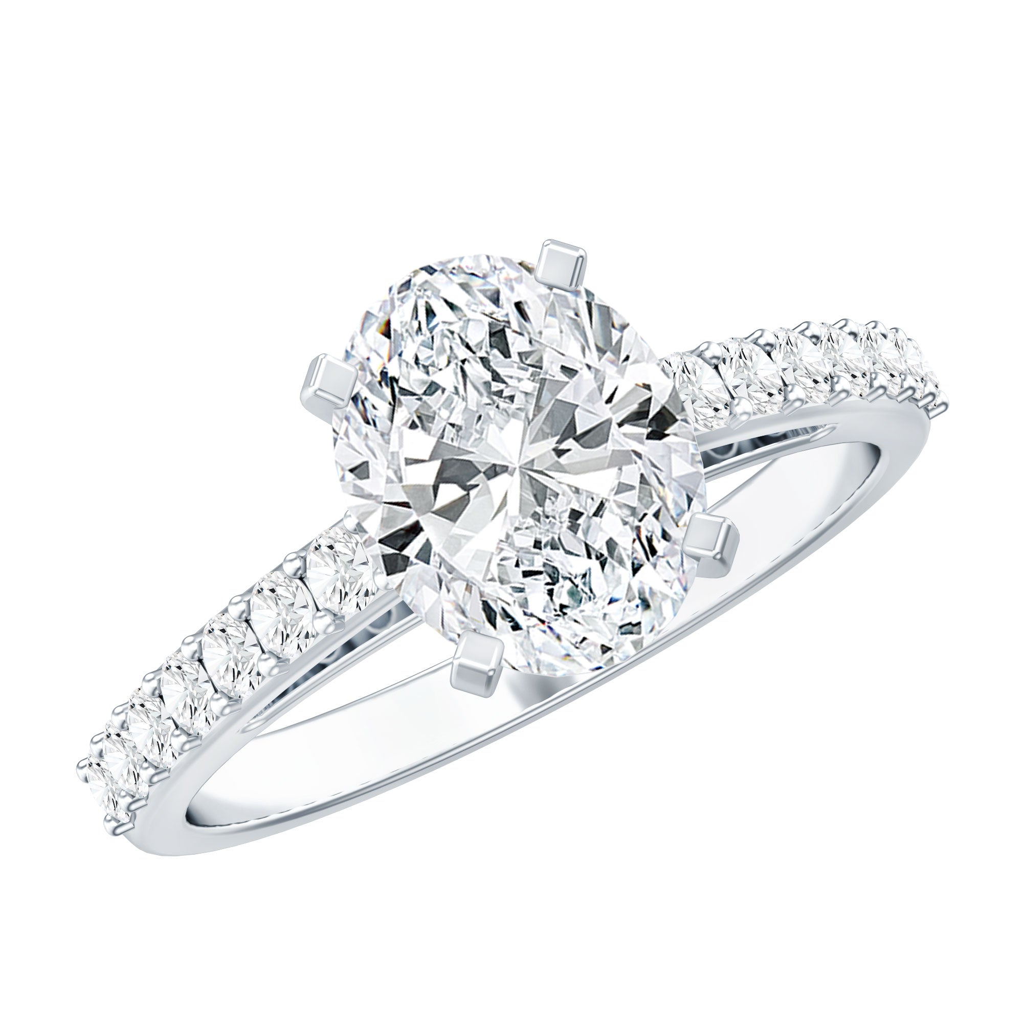 Certified Lab Grown Diamond 2 Carat Engagement Ring With Side Stones