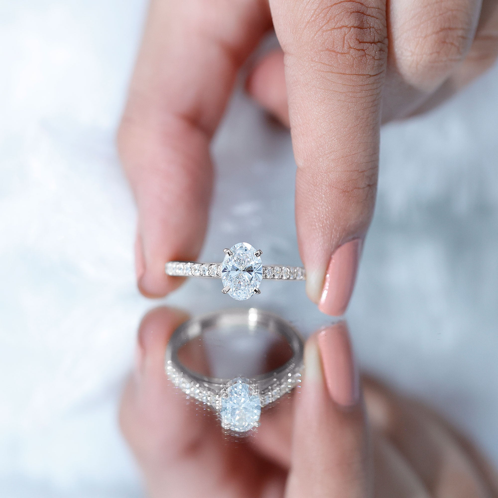 Certified Lab Grown Diamond 2 Carat Engagement Ring With Side Stones Lab - ( EF-VS ) - Rosec Jewels