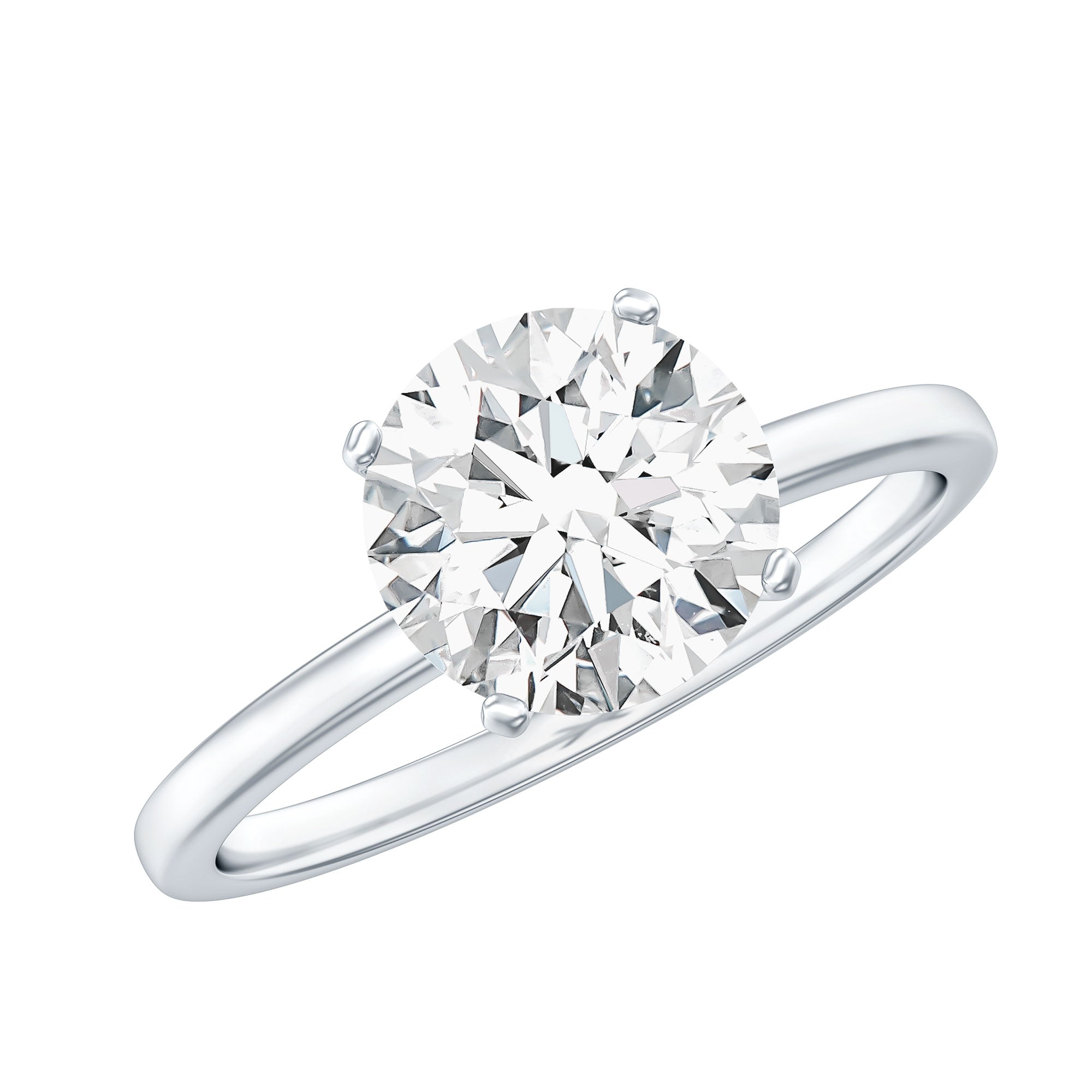 Certified 8 MM Round Lab Grown Diamond 4 Prong Engagement Ring Lab - ( EF-VS ) - Rosec Jewels