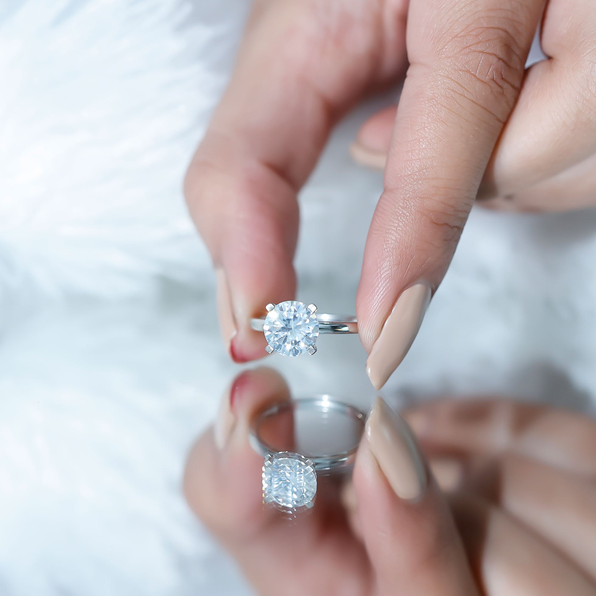 Certified 8 MM Round Lab Grown Diamond 4 Prong Engagement Ring Lab - ( EF-VS ) - Rosec Jewels