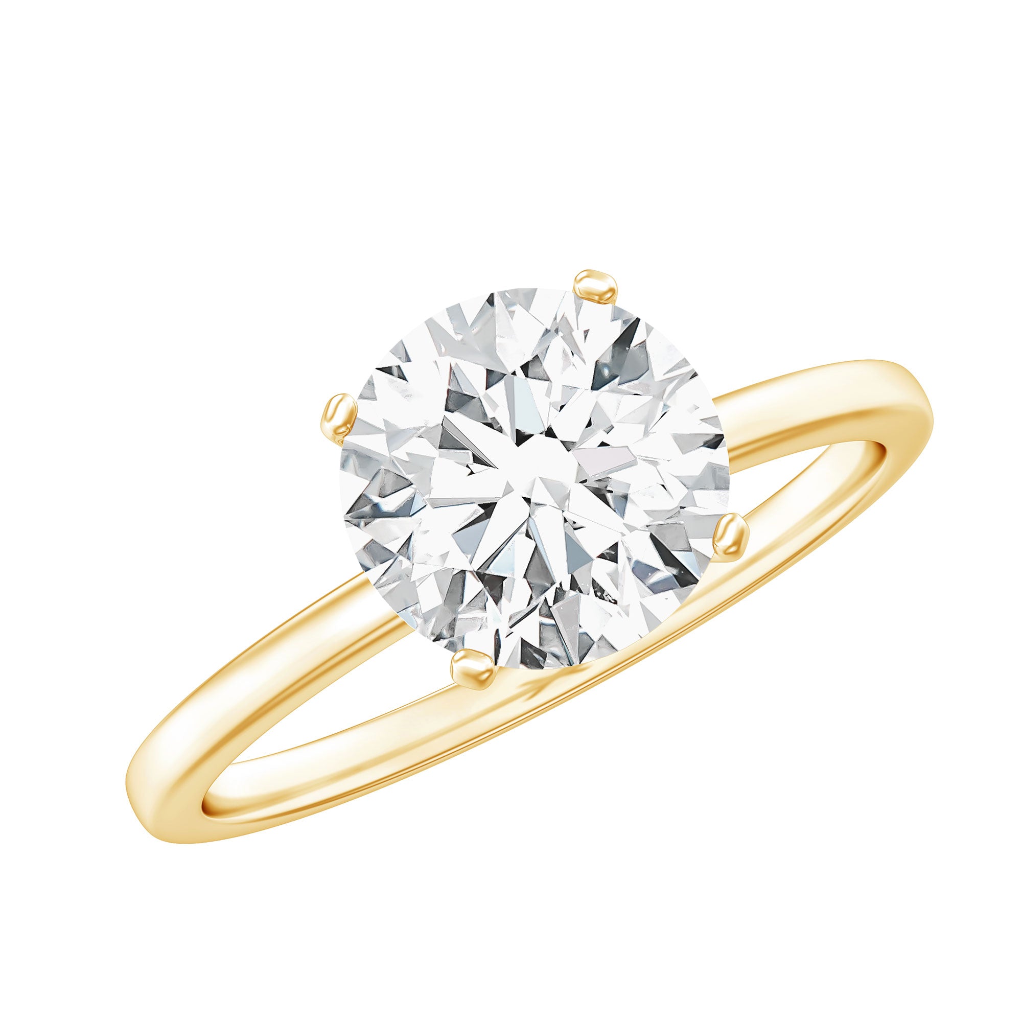 Certified 8 MM Round Lab Grown Diamond 4 Prong Engagement Ring Lab - ( EF-VS ) - Rosec Jewels