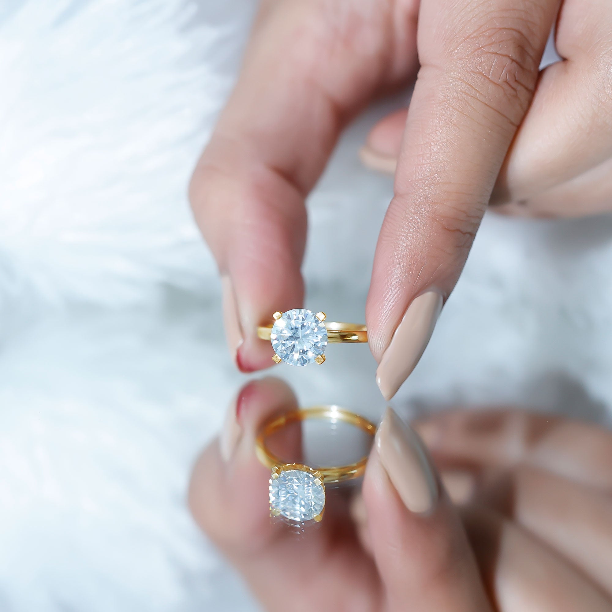 Certified 8 MM Round Lab Grown Diamond 4 Prong Engagement Ring Lab - ( EF-VS ) - Rosec Jewels