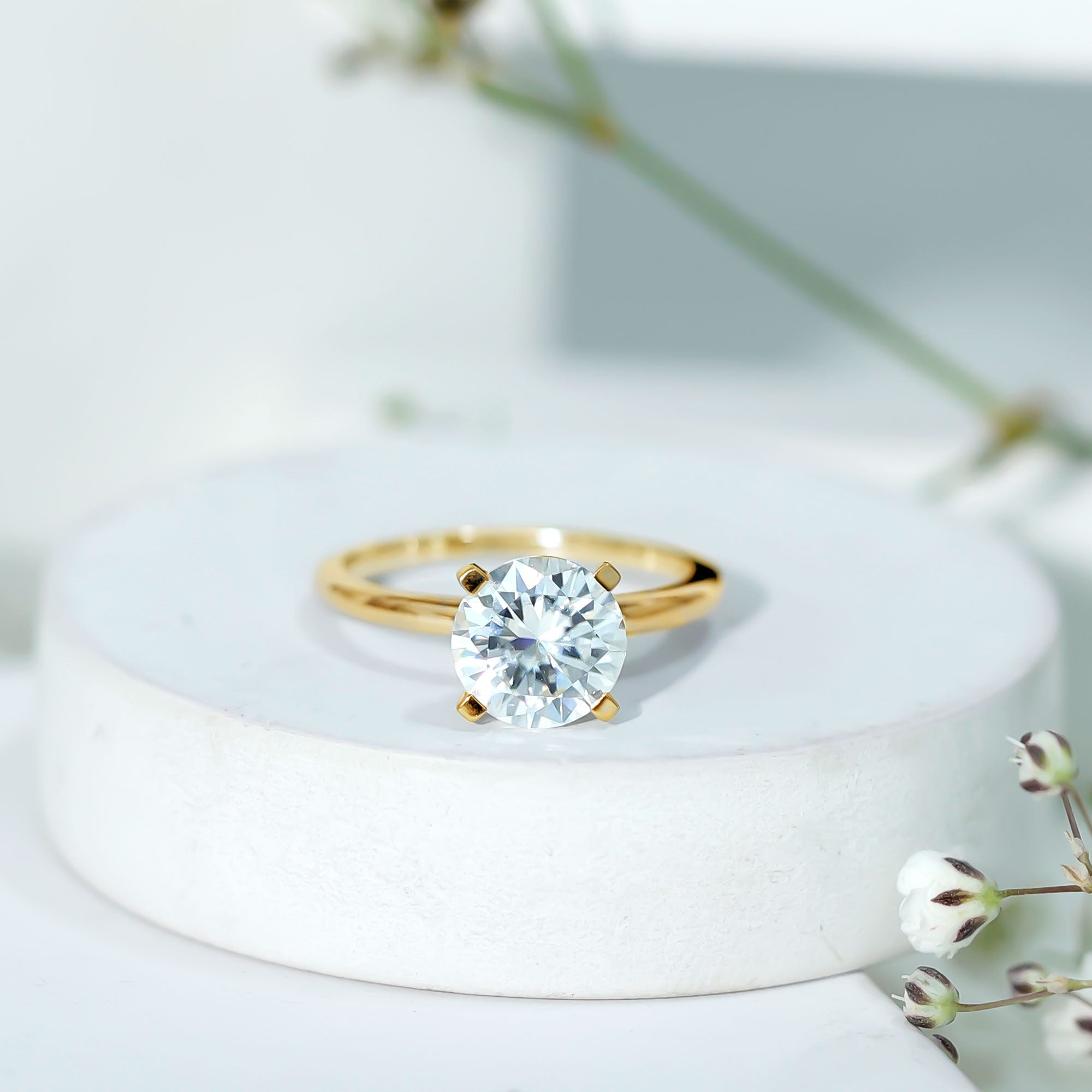 Certified 8 MM Round Lab Grown Diamond 4 Prong Engagement Ring Lab - ( EF-VS ) - Rosec Jewels
