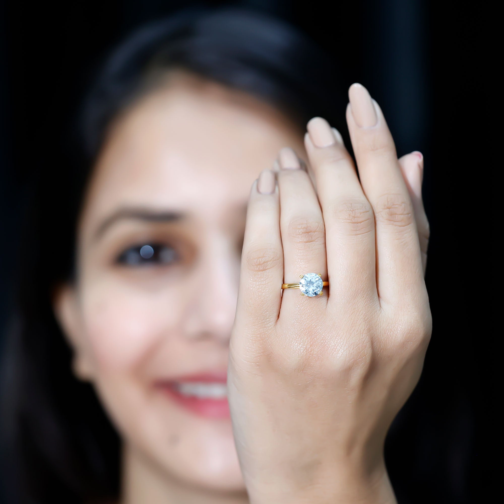 Certified 8 MM Round Lab Grown Diamond 4 Prong Engagement Ring Lab - ( EF-VS ) - Rosec Jewels