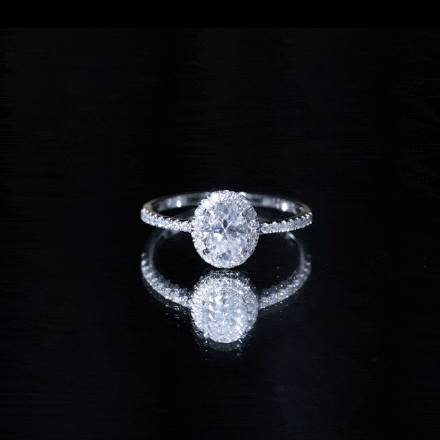 Certified Lab Grown Diamond 6X8 MM Oval Engagement Ring With Side Stones Lab - ( EF-VS ) - Rosec Jewels