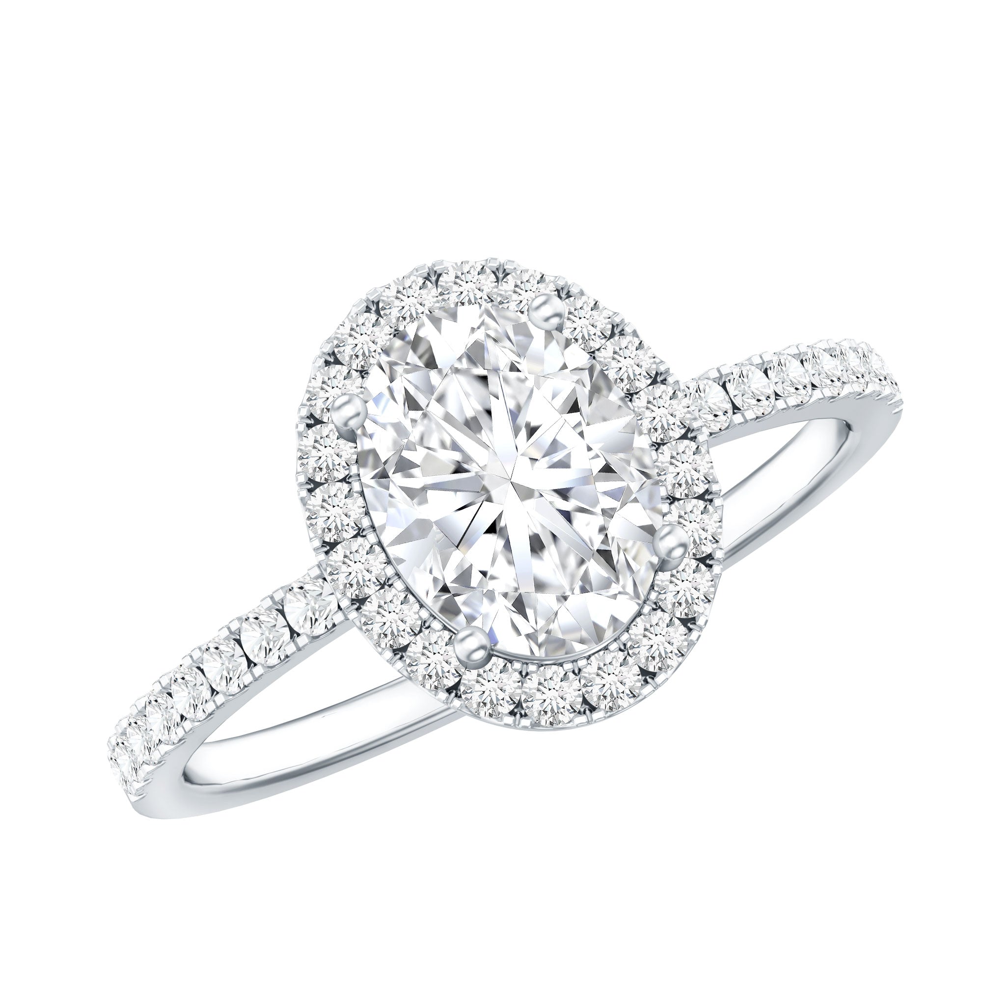 Certified Lab Grown Diamond 6X8 MM Oval Engagement Ring With Side Stones Lab - ( EF-VS ) - Rosec Jewels