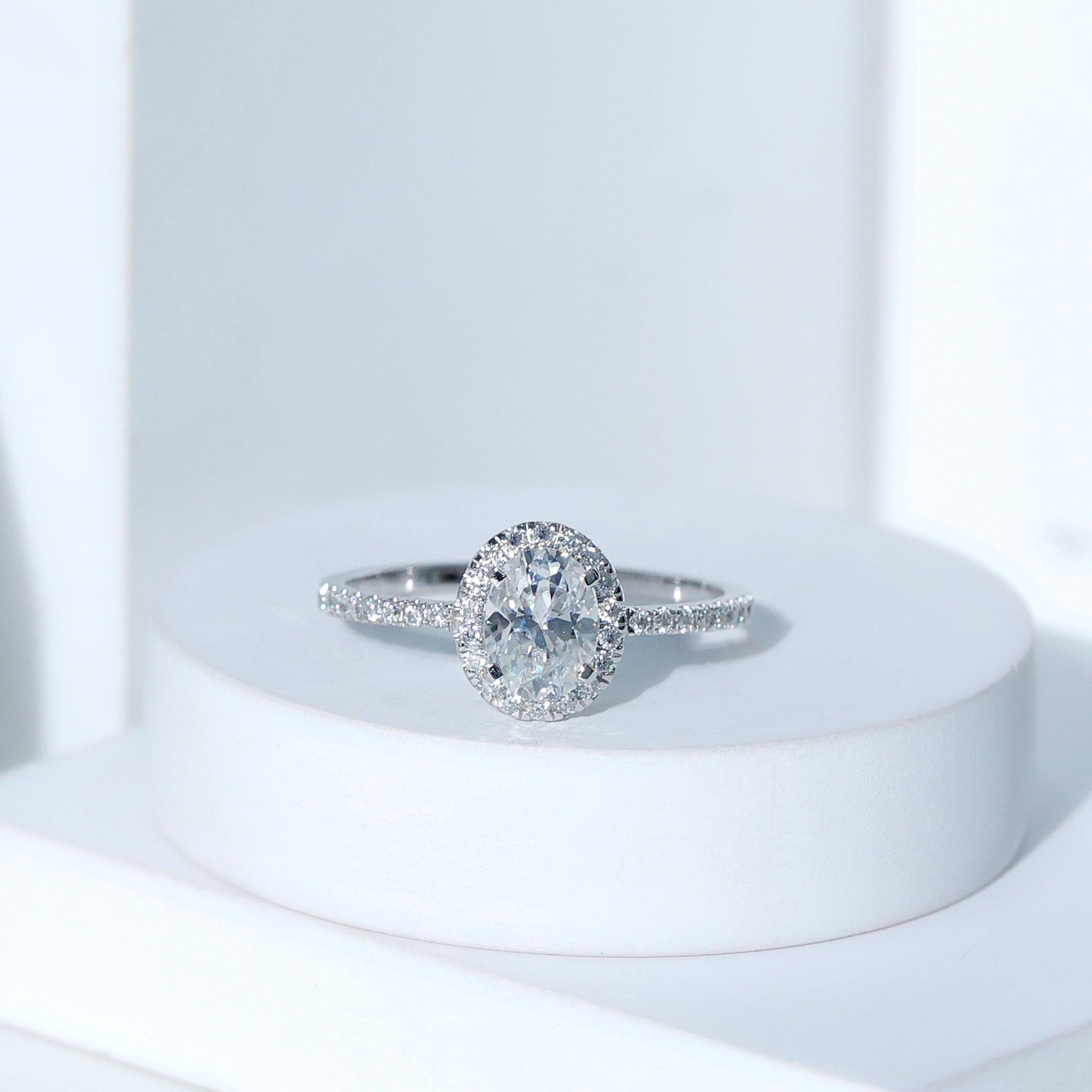 Certified Lab Grown Diamond 6X8 MM Oval Engagement Ring With Side Stones Lab - ( EF-VS ) - Rosec Jewels