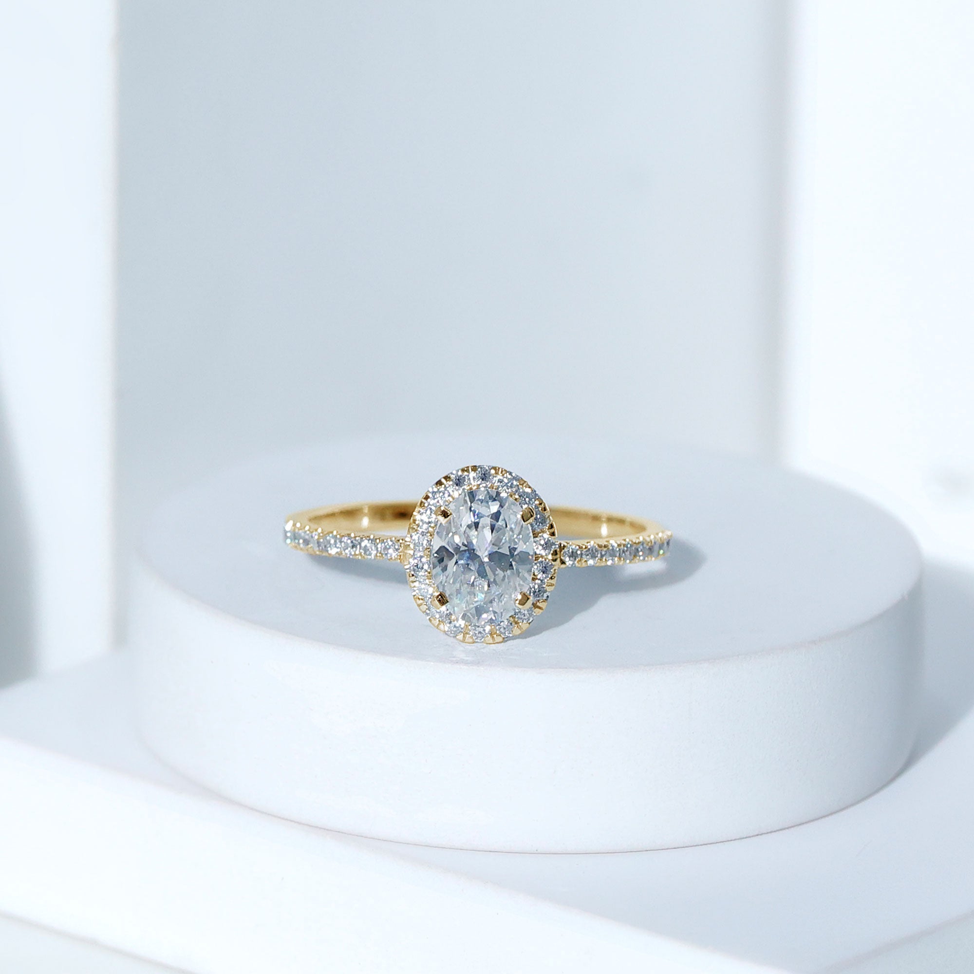 Certified Lab Grown Diamond 6X8 MM Oval Engagement Ring With Side Stones Lab - ( EF-VS ) - Rosec Jewels