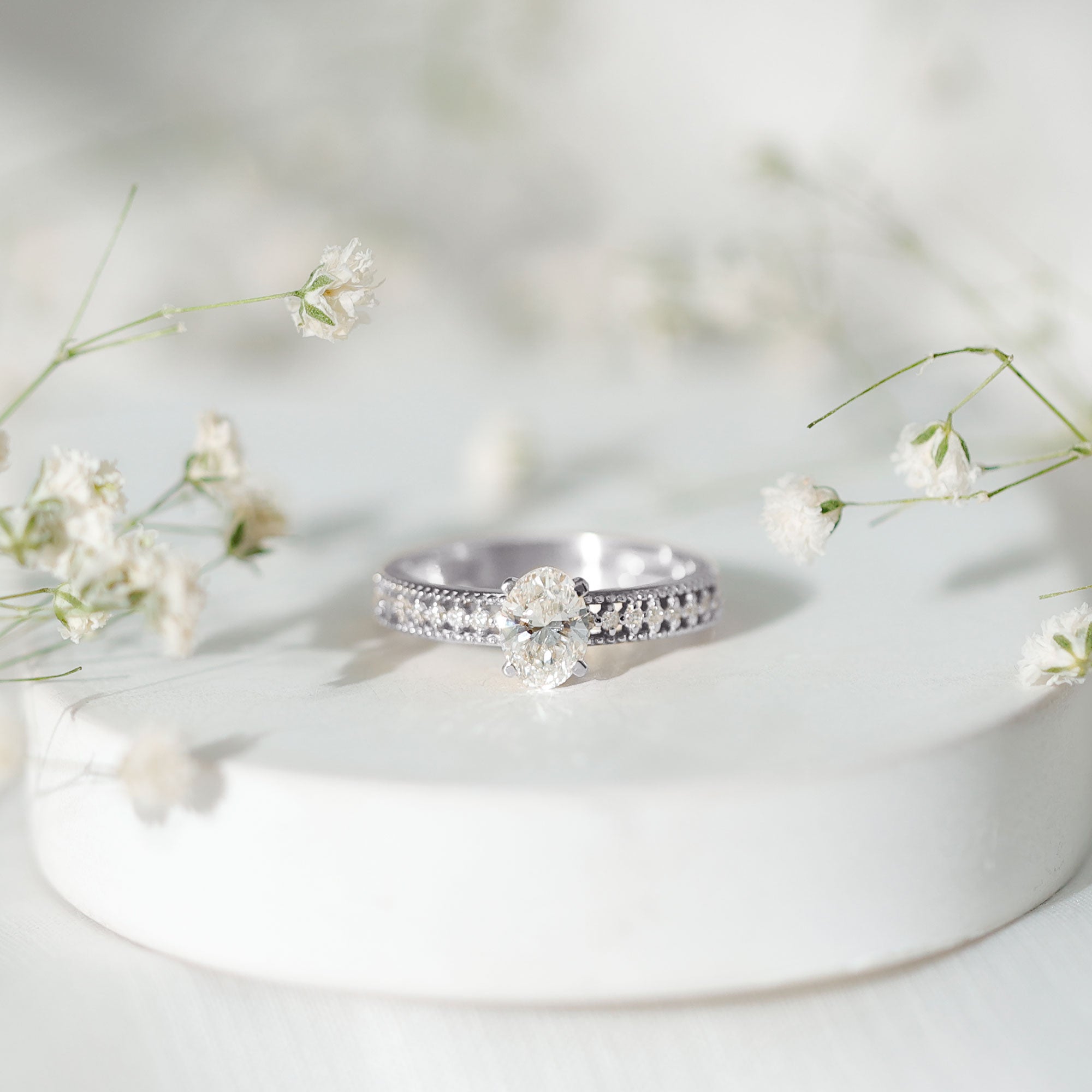 Certified 5X7 MM Oval Lab Grown Diamond Vintage Inspired Engagement Ring Lab - ( EF-VS ) - Rosec Jewels