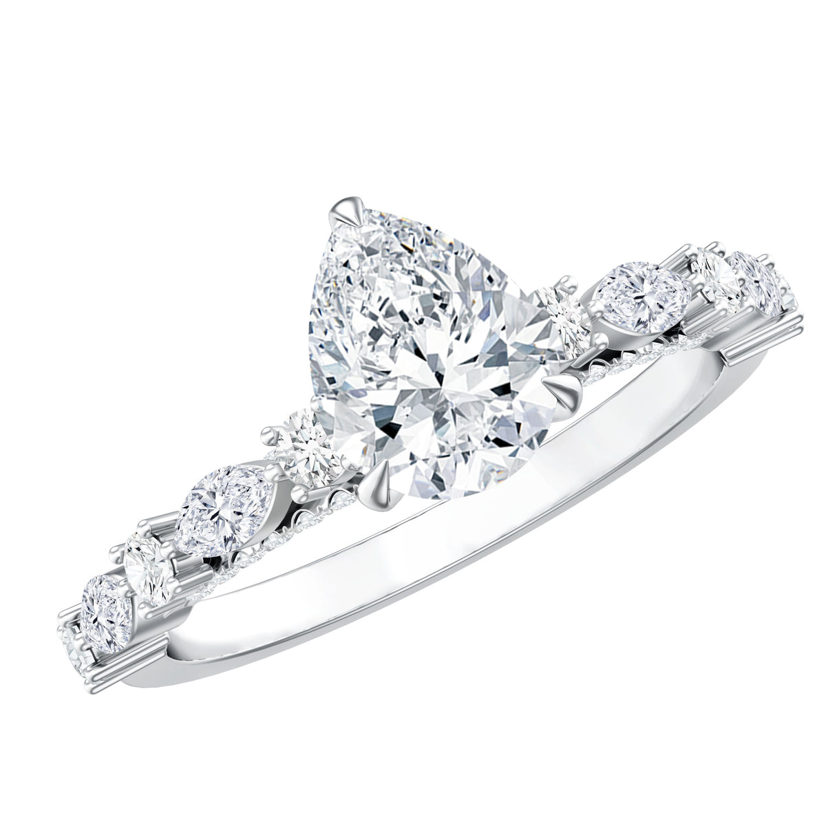 1.3 Carat Certified Lab Grown Diamond Pear Shaped Engagement Ring Lab - ( EF-VS ) - Rosec Jewels
