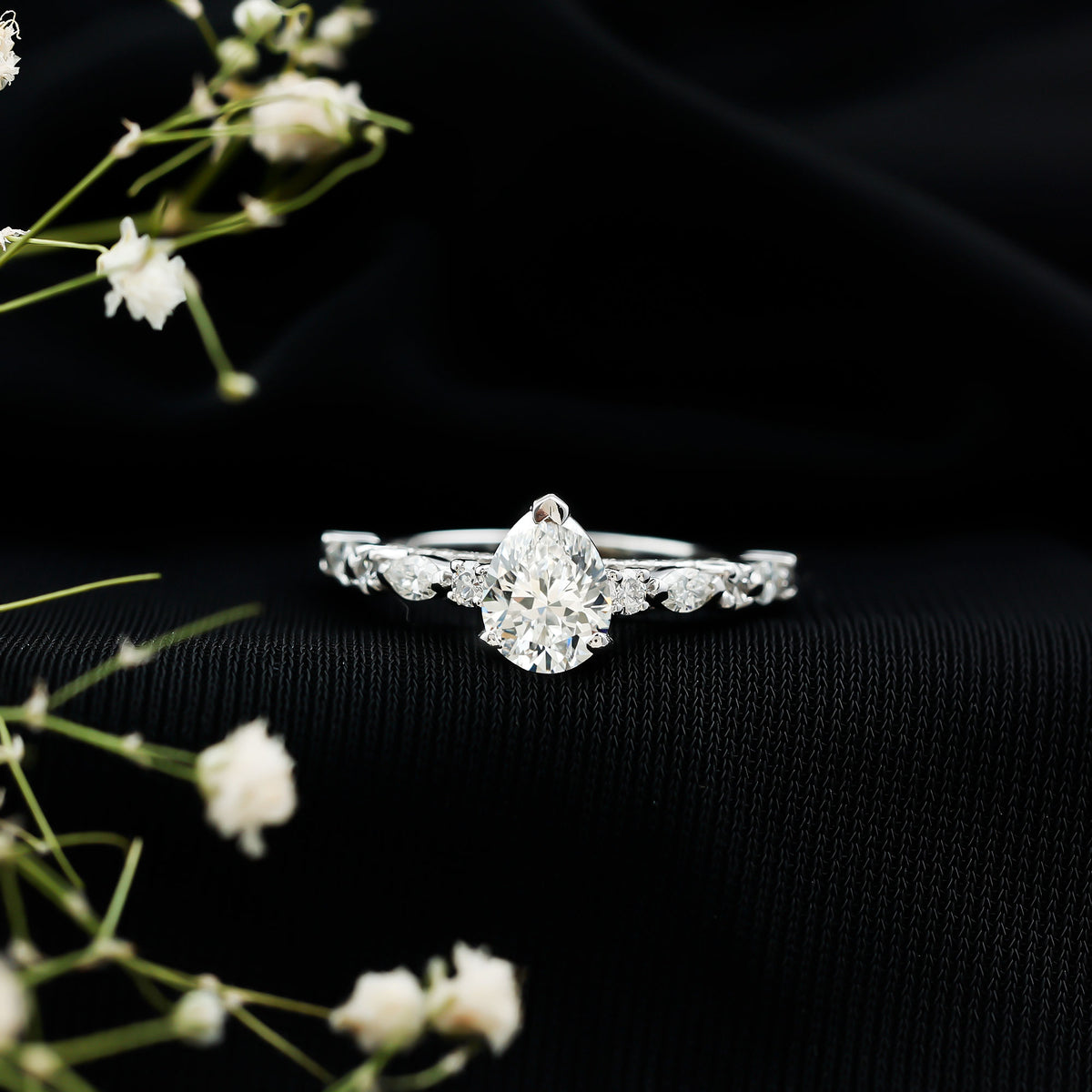 1.3 Carat Certified Lab Grown Diamond Pear Shaped Engagement Ring Lab - ( EF-VS ) - Rosec Jewels