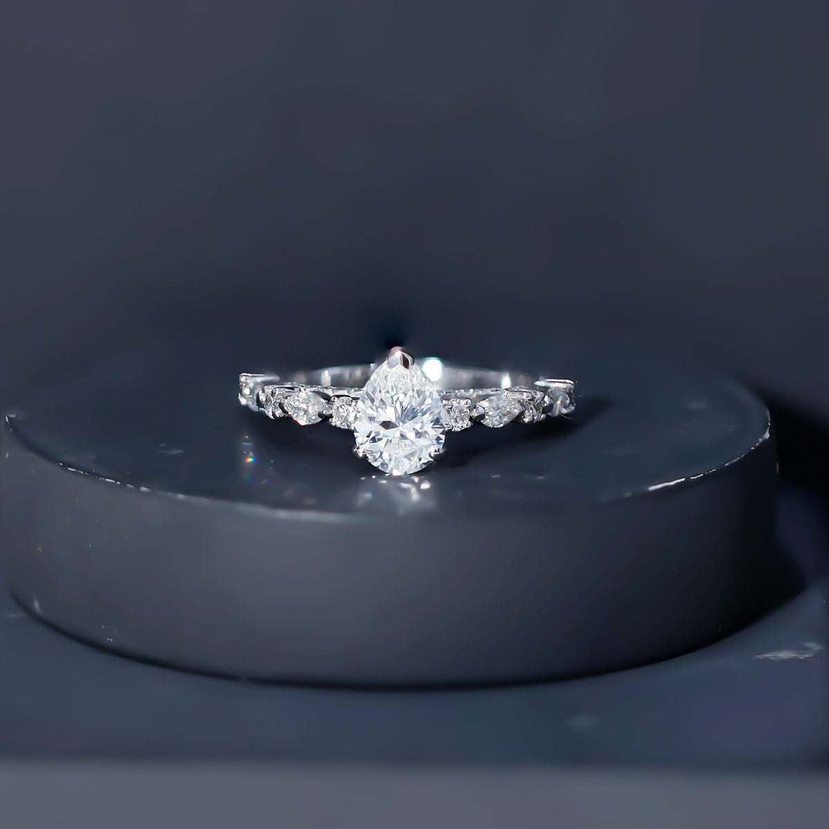 1.3 Carat Certified Lab Grown Diamond Pear Shaped Engagement Ring Lab - ( EF-VS ) - Rosec Jewels