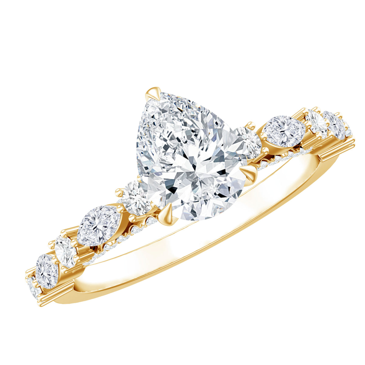 1.3 Carat Certified Lab Grown Diamond Pear Shaped Engagement Ring Lab - ( EF-VS ) - Rosec Jewels