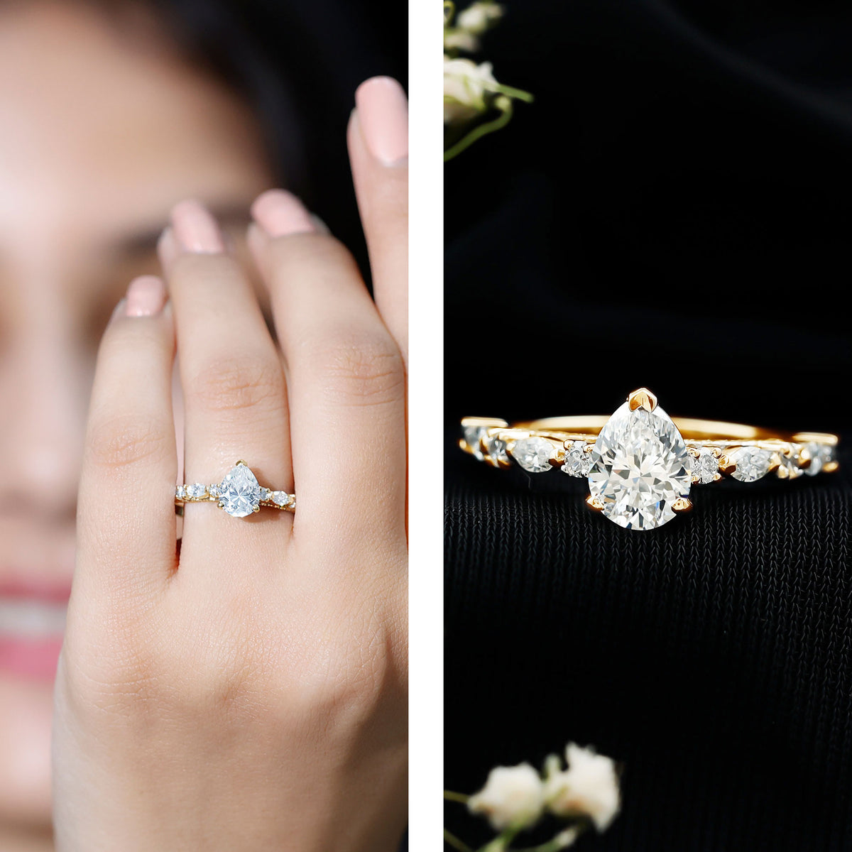 1.3 Carat Certified Lab Grown Diamond Pear Shaped Engagement Ring Lab - ( EF-VS ) - Rosec Jewels