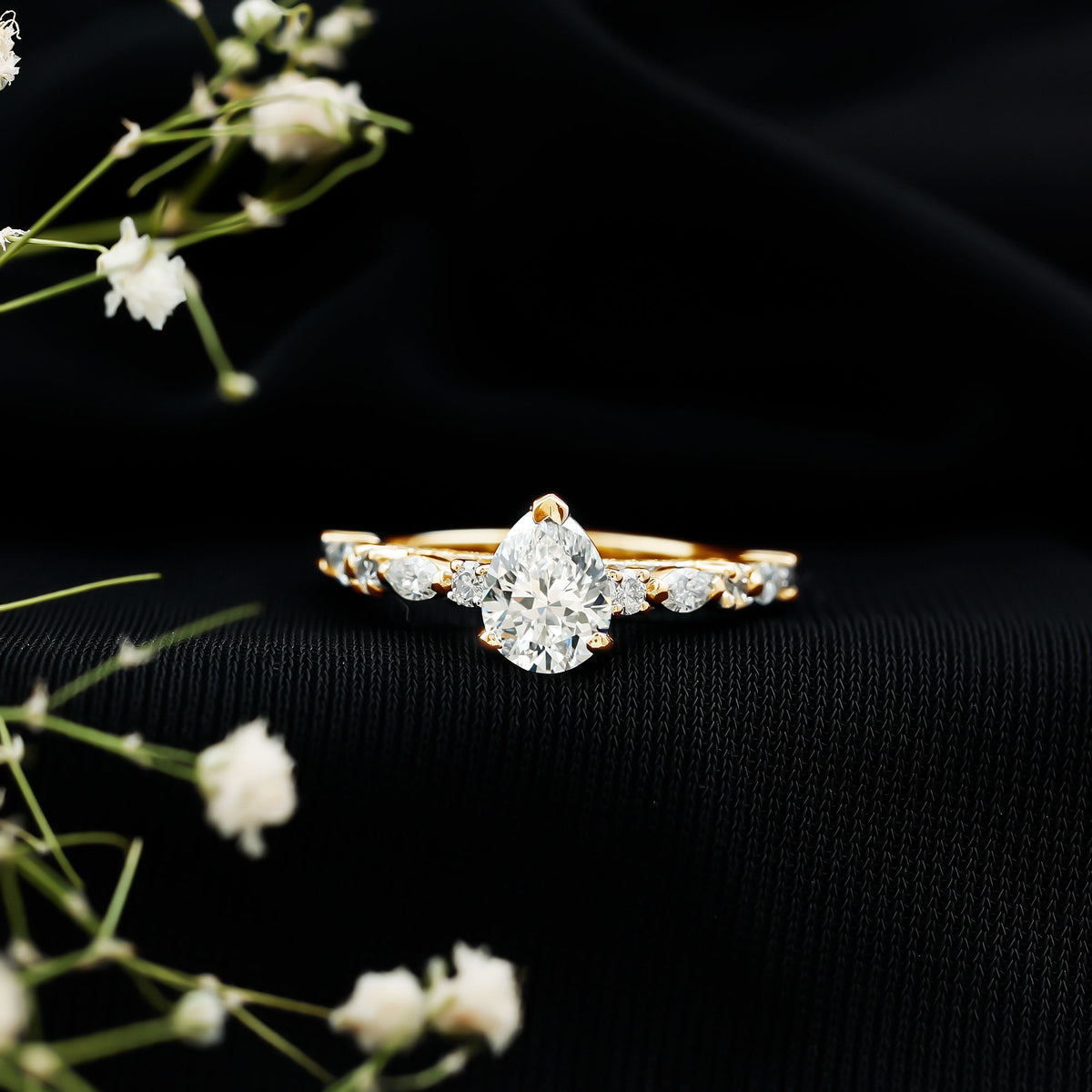 1.3 Carat Certified Lab Grown Diamond Pear Shaped Engagement Ring Lab - ( EF-VS ) - Rosec Jewels