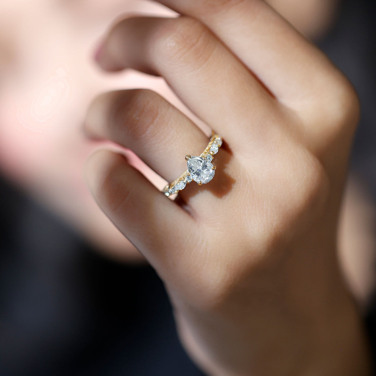 1.3 Carat Certified Lab Grown Diamond Pear Shaped Engagement Ring Lab - ( EF-VS ) - Rosec Jewels