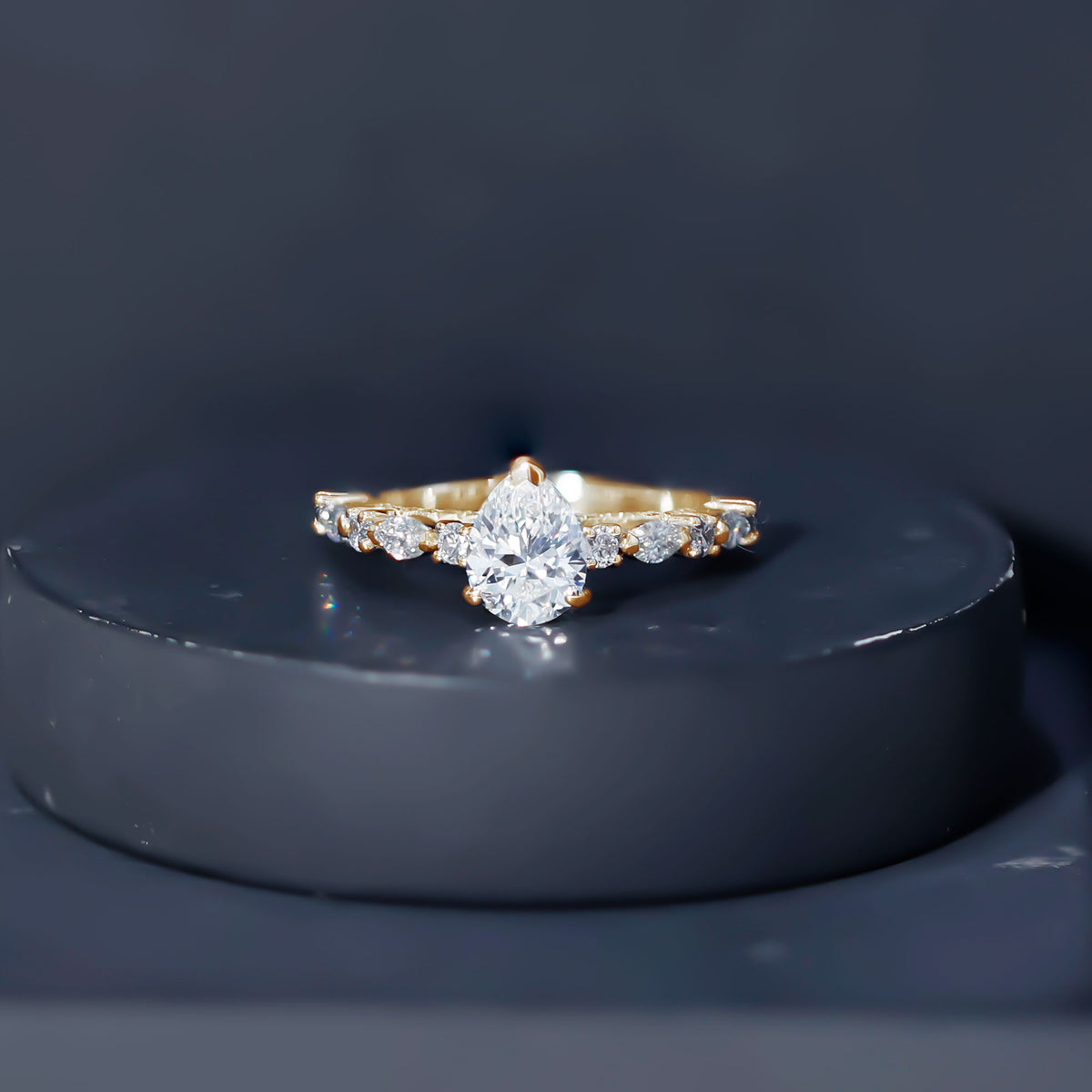 1.3 Carat Certified Lab Grown Diamond Pear Shaped Engagement Ring Lab - ( EF-VS ) - Rosec Jewels