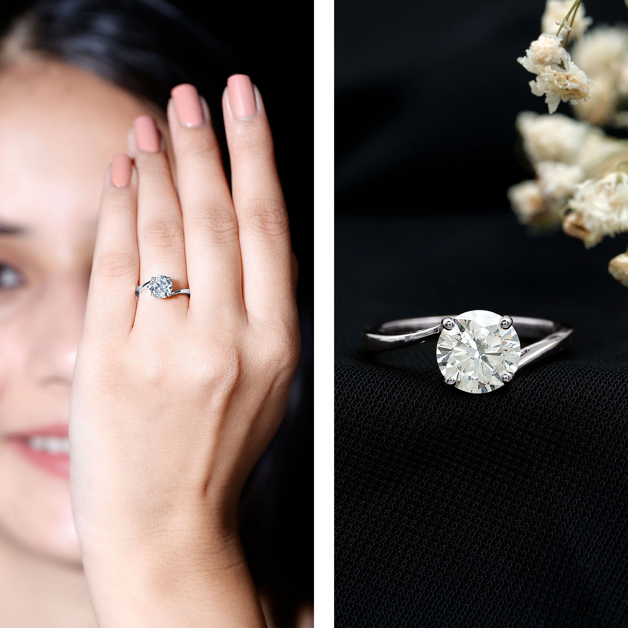 1 Carat Lab Grown Diamond Bypass Engagement Ring Lab - ( EF-VS ) - Rosec Jewels