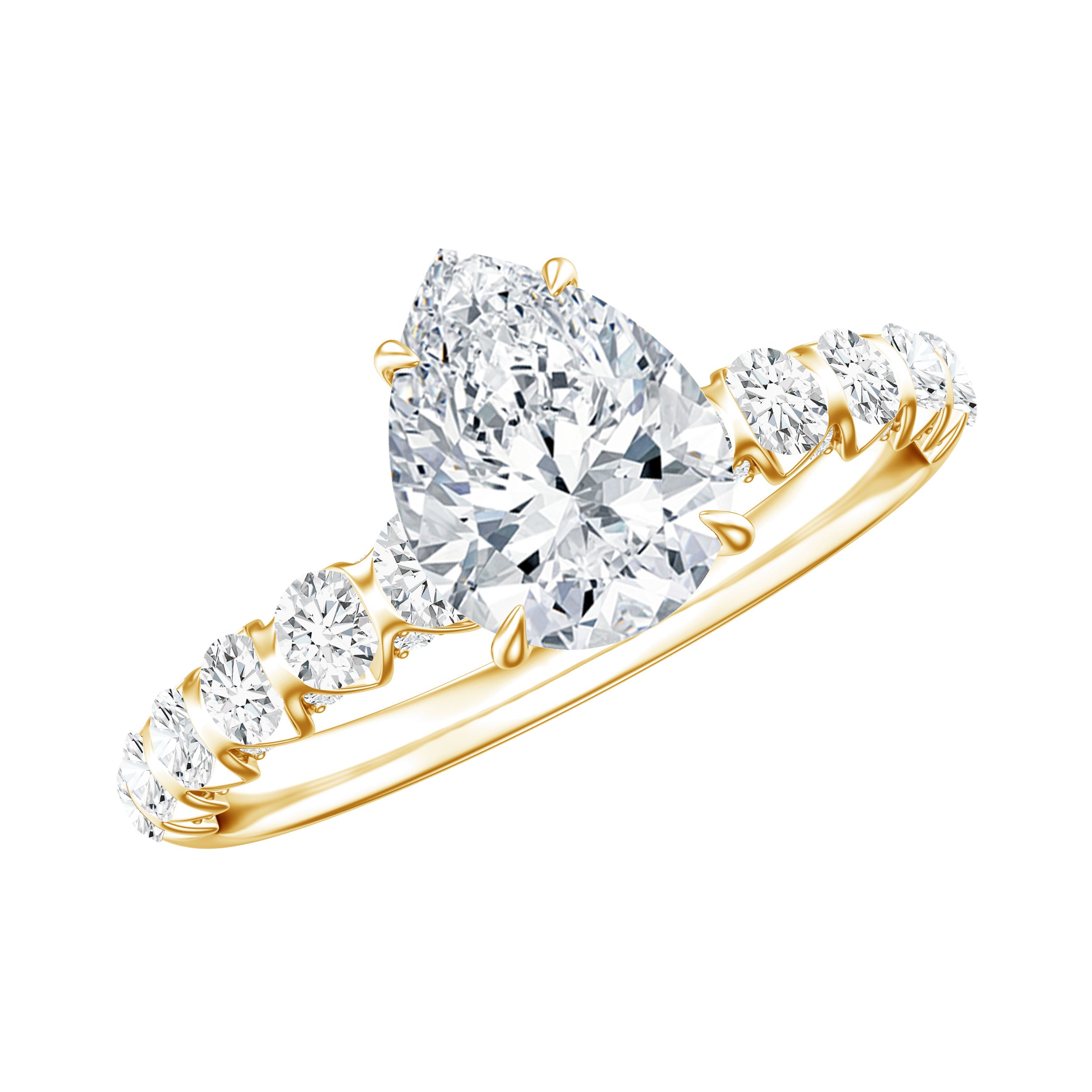 1 CT Pear Cut Lab Grown Diamond Engagement Ring for Women Lab - ( EF-VS ) - Rosec Jewels