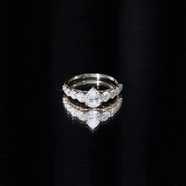 Certified Diamond Teardrop Engagement Ring with Sides Stones Lab - ( EF-VS ) - Rosec Jewels