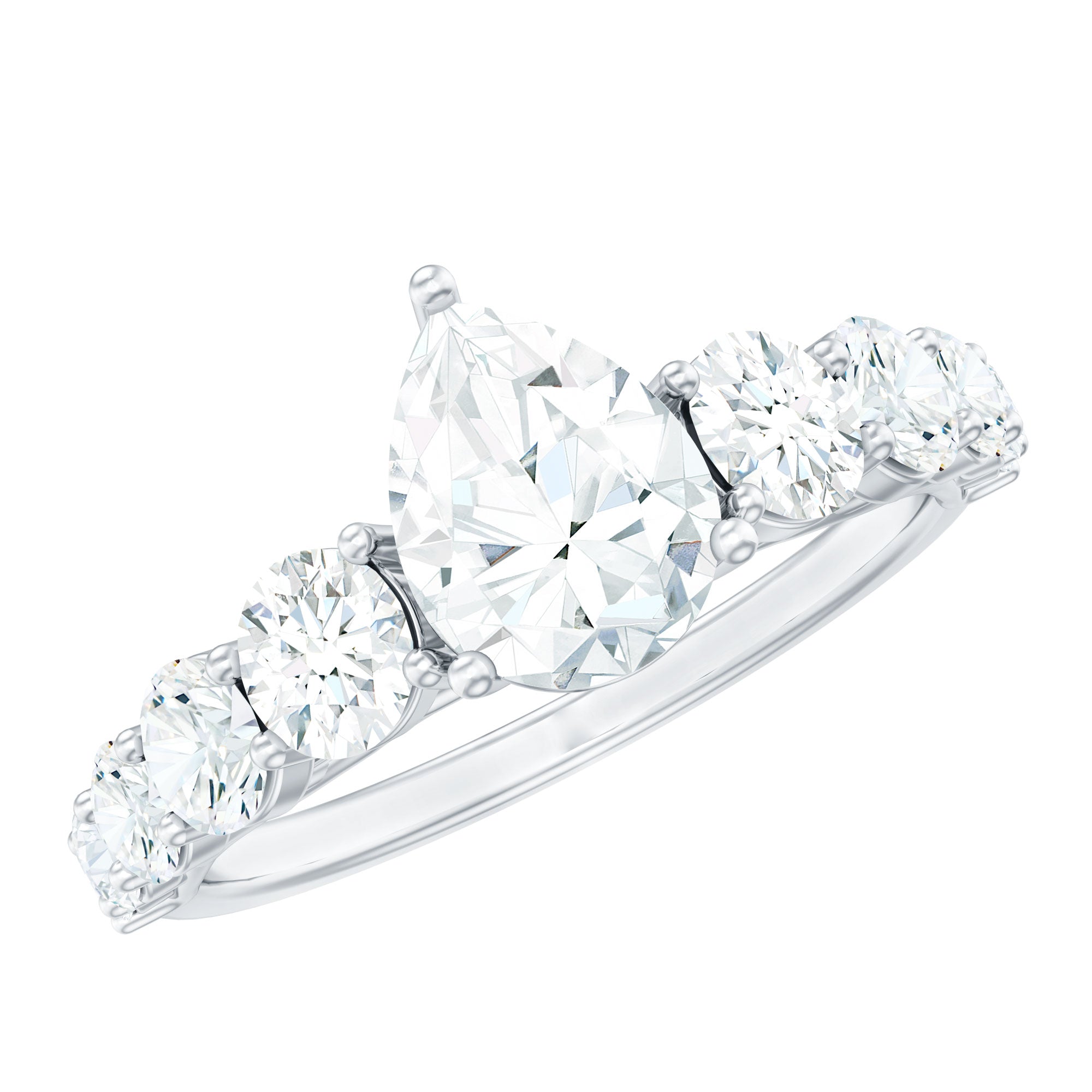 Rosec Jewels-Certified Diamond Teardrop Engagement Ring with Sides Stones