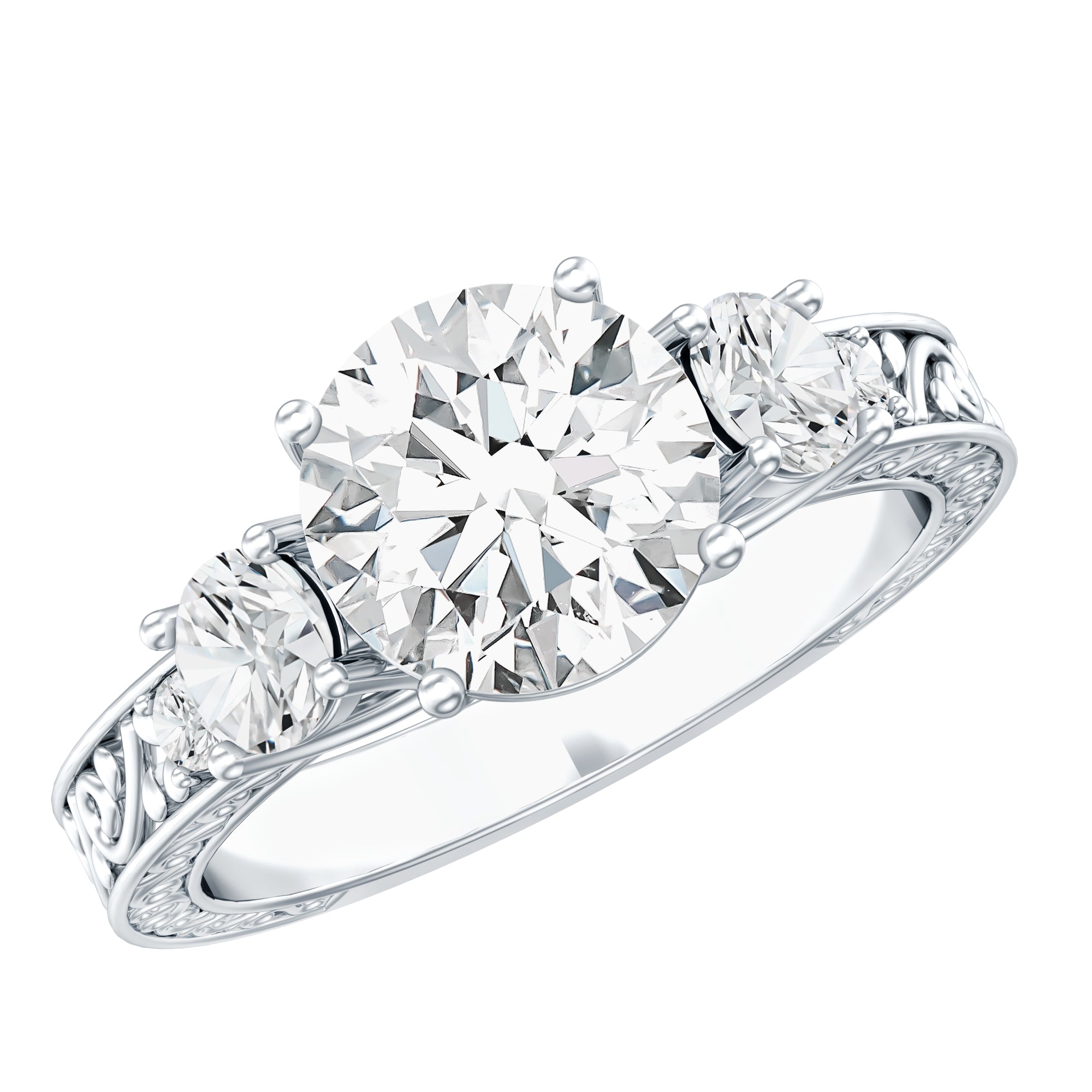 Lab Grown Diamond Vintage Style Engagement Ring Lab - ( EF-VS ) - Rosec Jewels