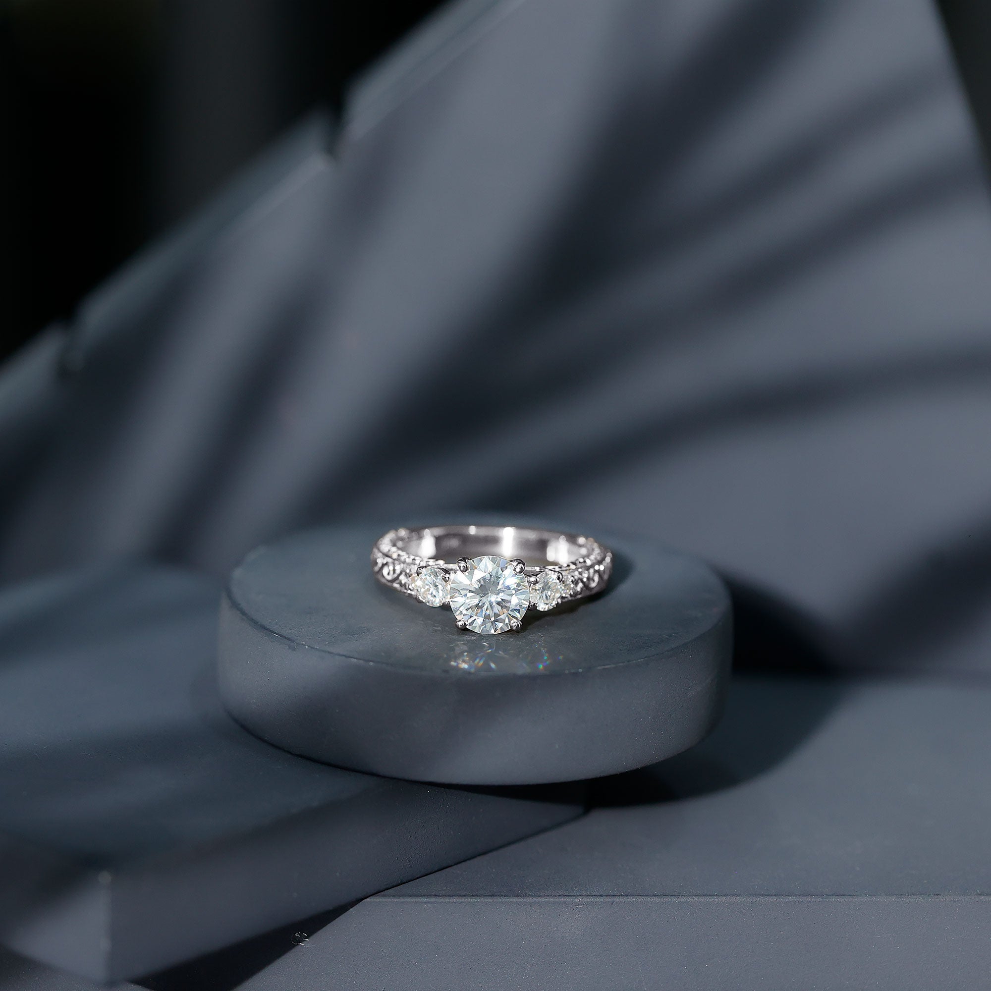 Lab Grown Diamond Vintage Style Engagement Ring Lab - ( EF-VS ) - Rosec Jewels