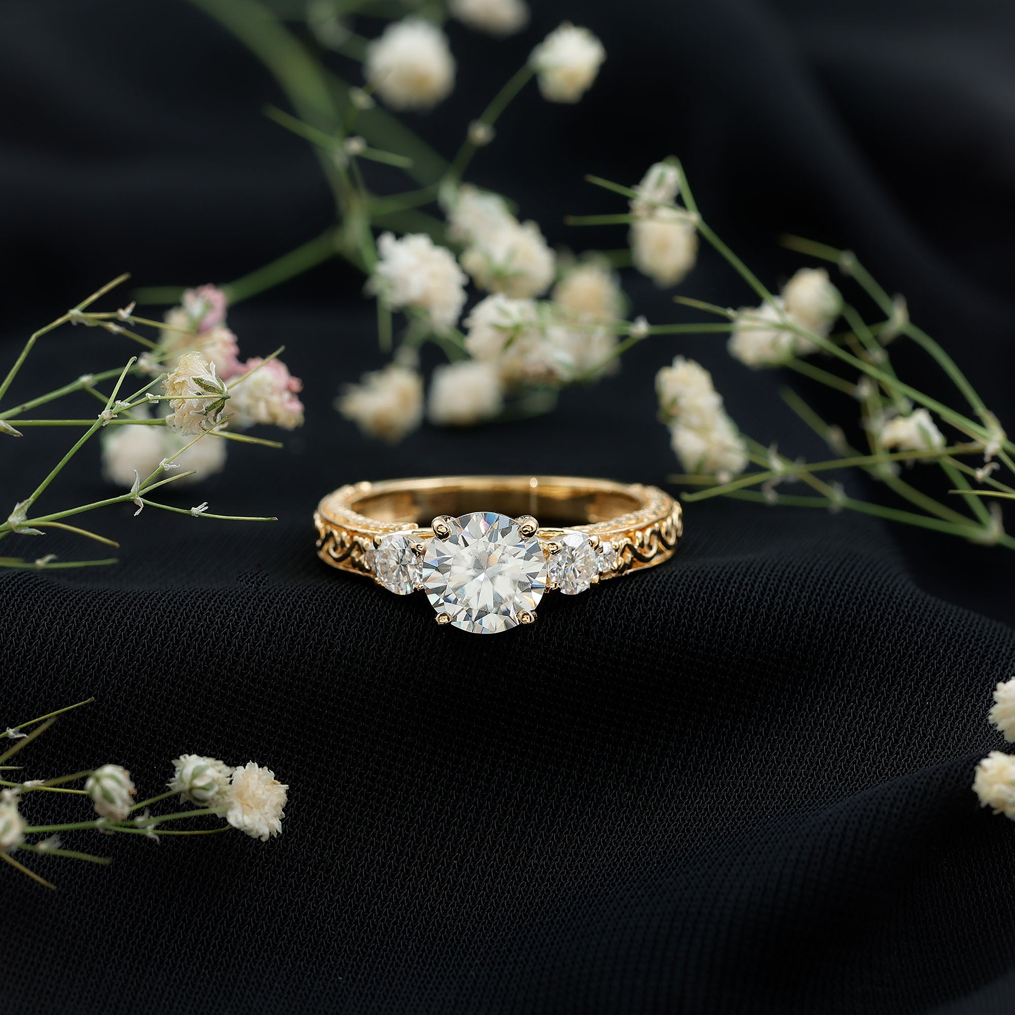 Lab Grown Diamond Vintage Style Engagement Ring Lab - ( EF-VS ) - Rosec Jewels