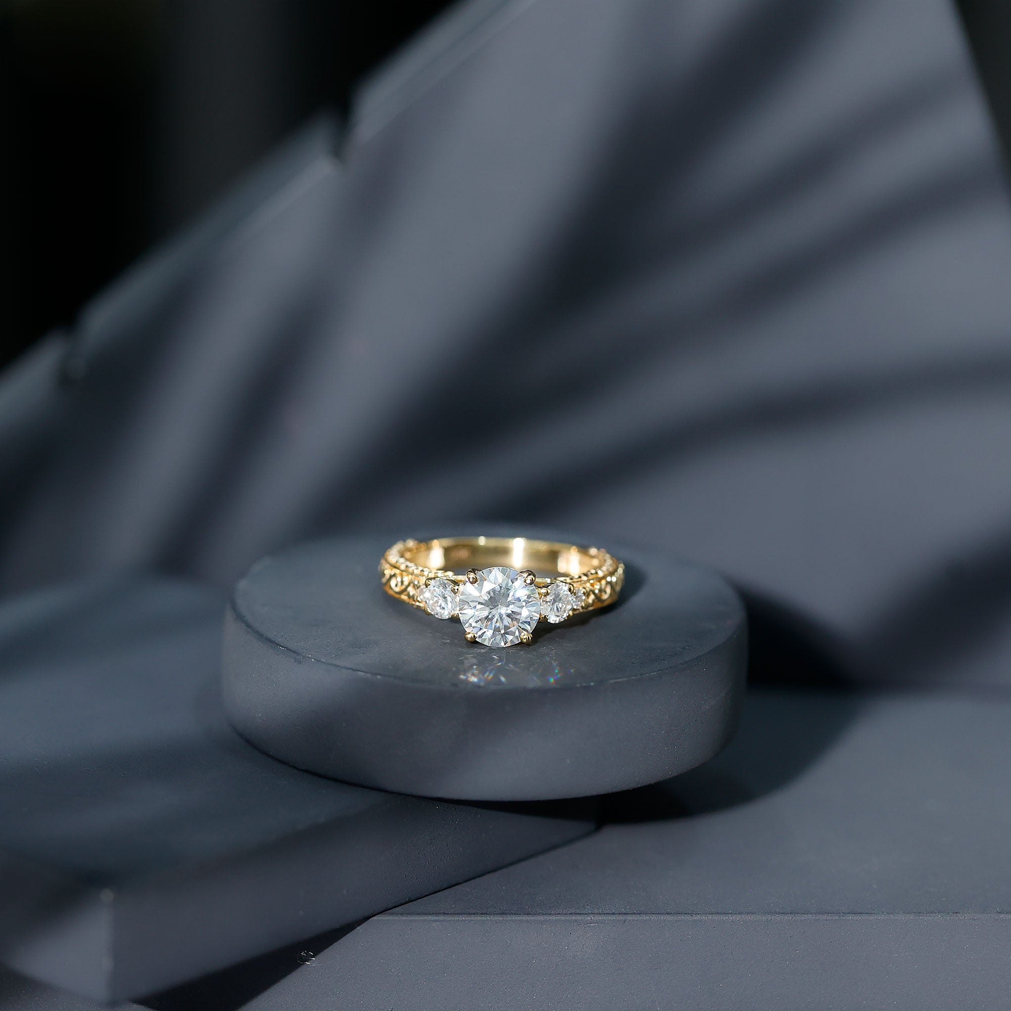 Lab Grown Diamond Vintage Style Engagement Ring Lab - ( EF-VS ) - Rosec Jewels