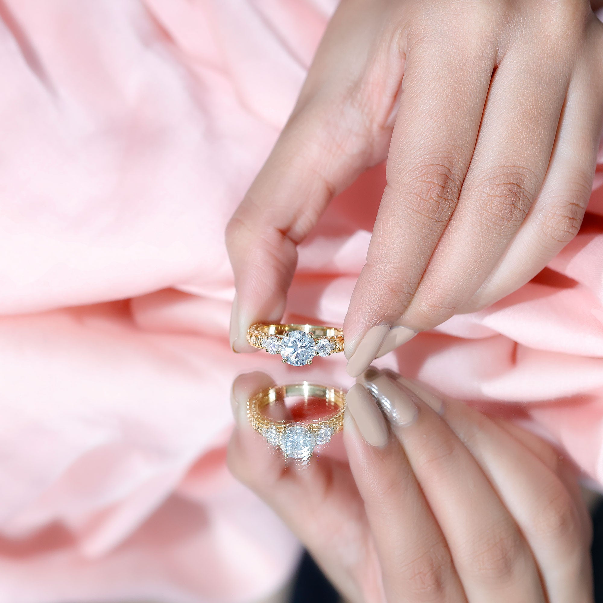 Lab Grown Diamond Vintage Style Engagement Ring Lab - ( EF-VS ) - Rosec Jewels