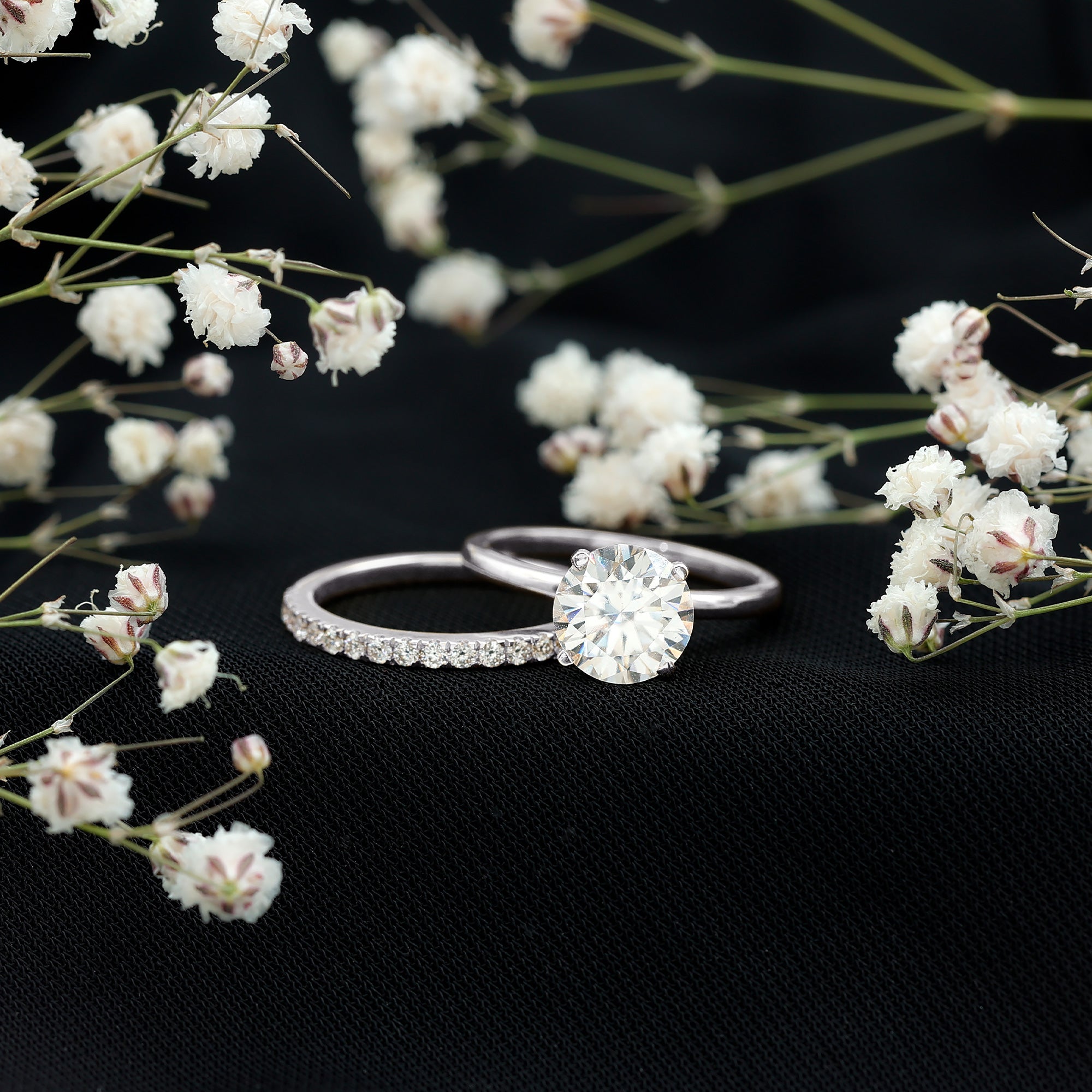 Certified 8 MM Lab Grown Diamond Solitaire Wedding Ring Set Lab - ( EF-VS ) - Rosec Jewels