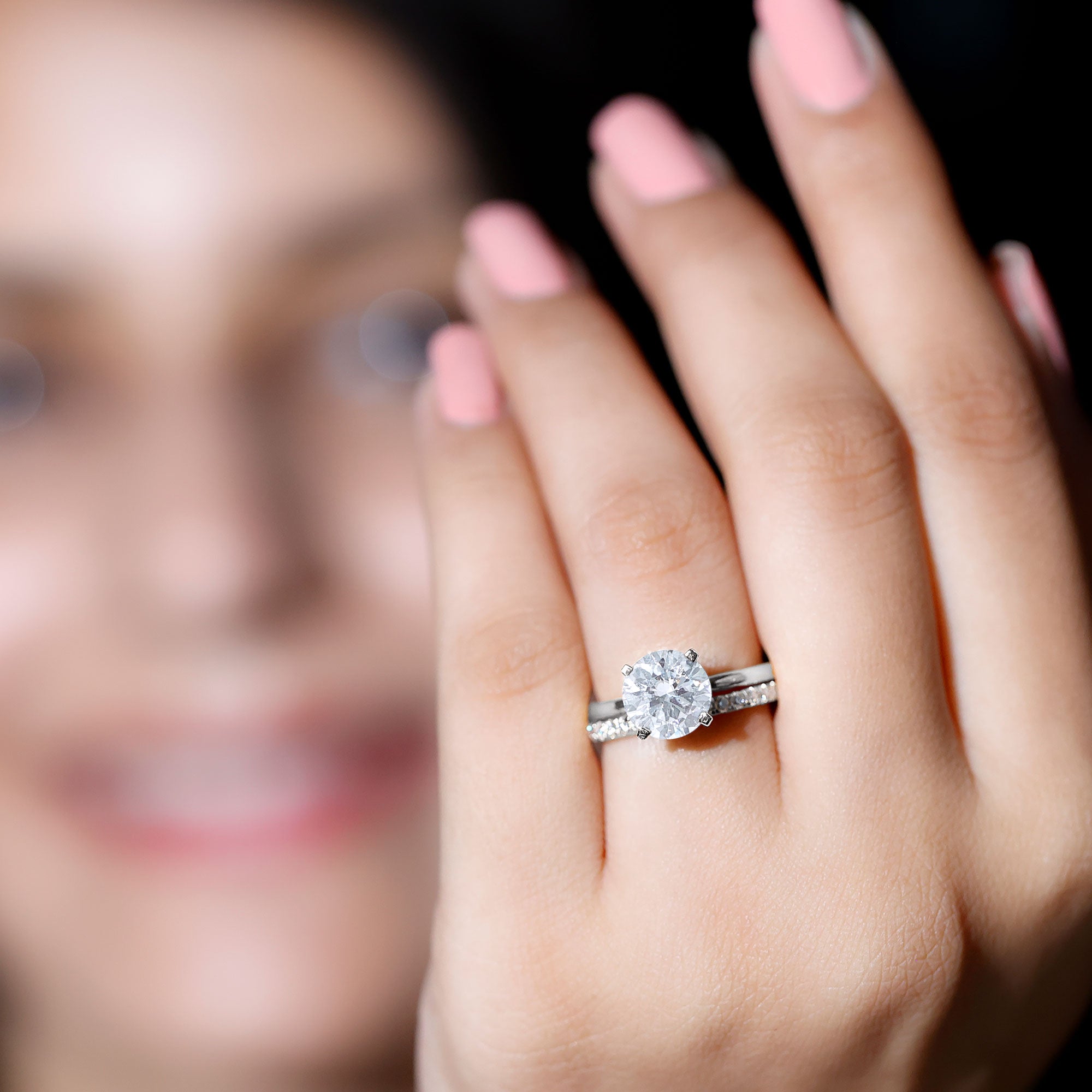 Certified 8 MM Lab Grown Diamond Solitaire Wedding Ring Set Lab - ( EF-VS ) - Rosec Jewels