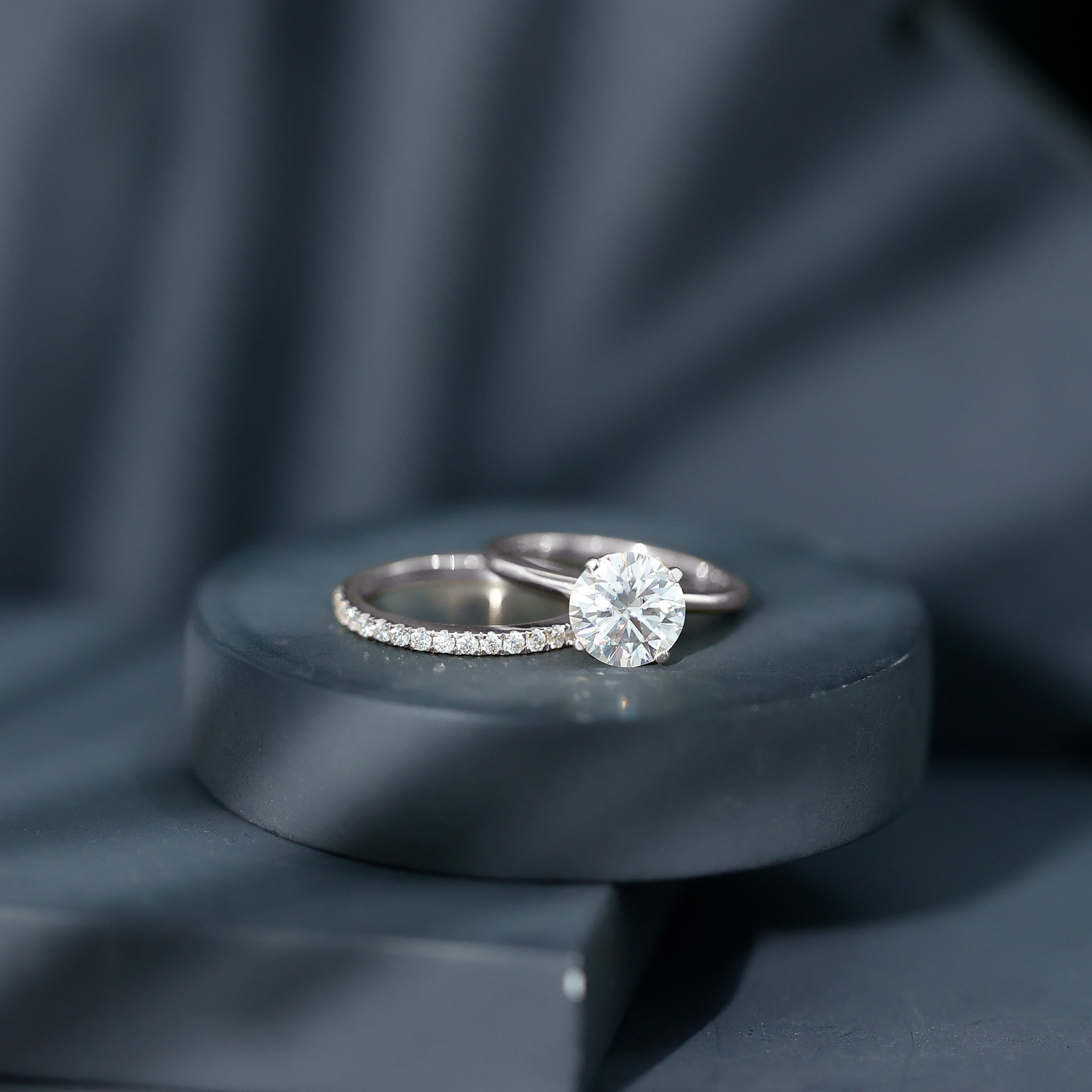 Certified 8 MM Lab Grown Diamond Solitaire Wedding Ring Set Lab - ( EF-VS ) - Rosec Jewels