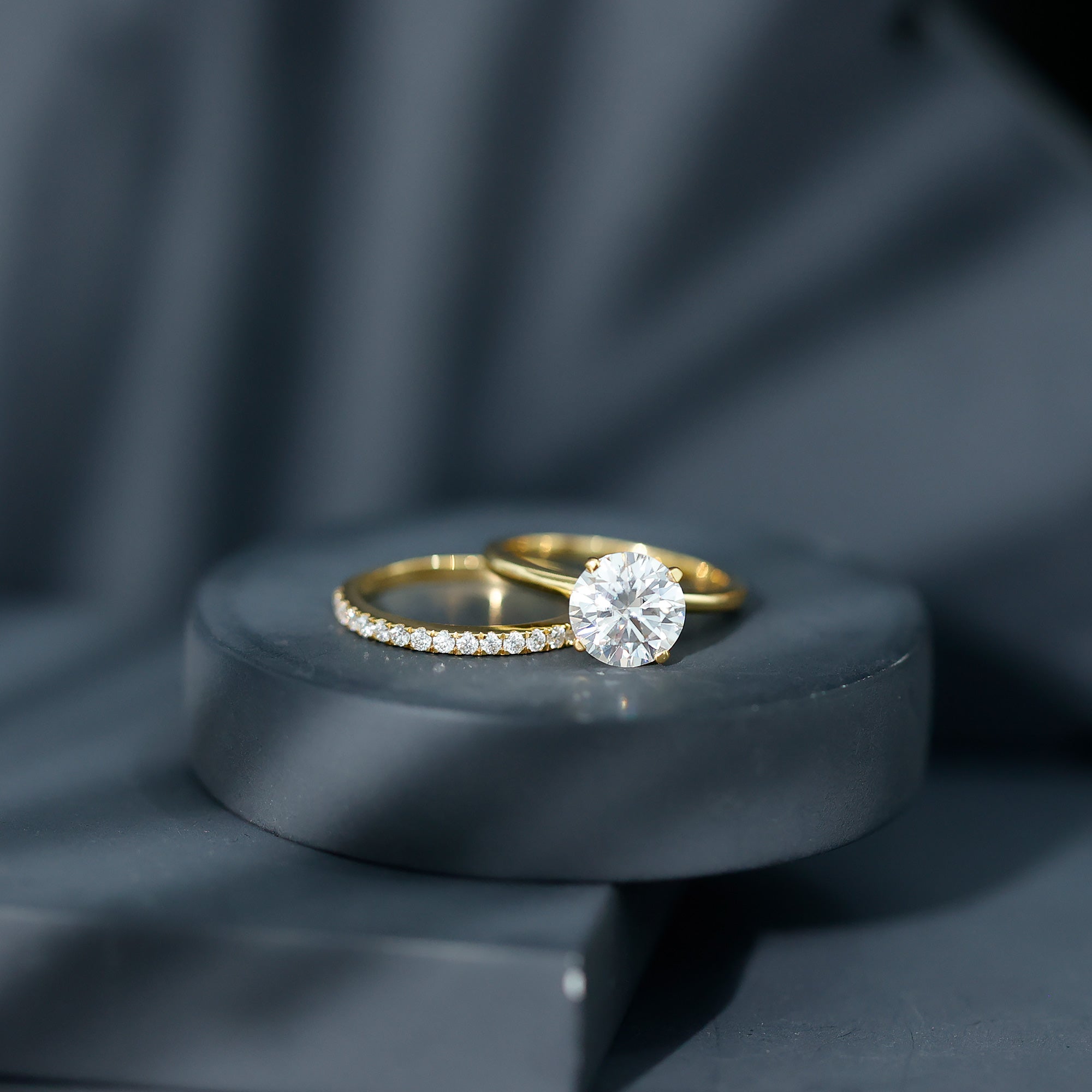 Certified 8 MM Lab Grown Diamond Solitaire Wedding Ring Set Lab - ( EF-VS ) - Rosec Jewels