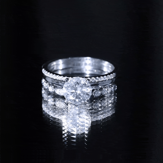 Certified Round Cut Lab Created Diamond 3 Piece Bridal Ring Set Lab - ( EF-VS ) - Rosec Jewels