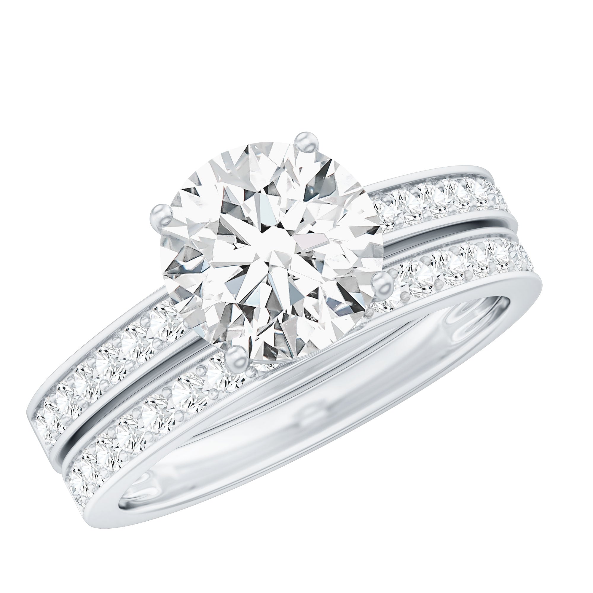 Certified 8 MM Lab Grown Diamond Engagement Ring With Wedding Band