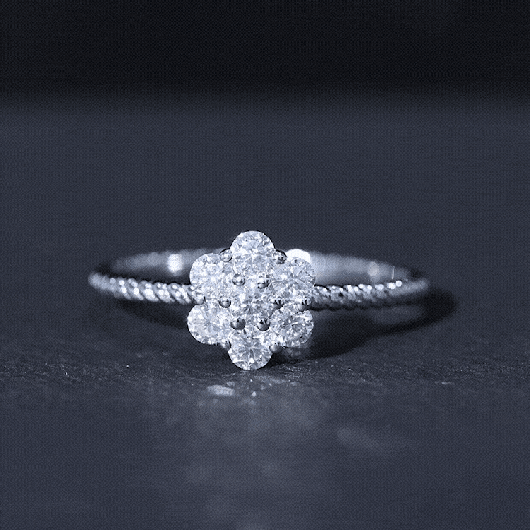 Lab Created Diamond Flower Engagement Ring for Her Lab - ( EF-VS ) - Rosec Jewels