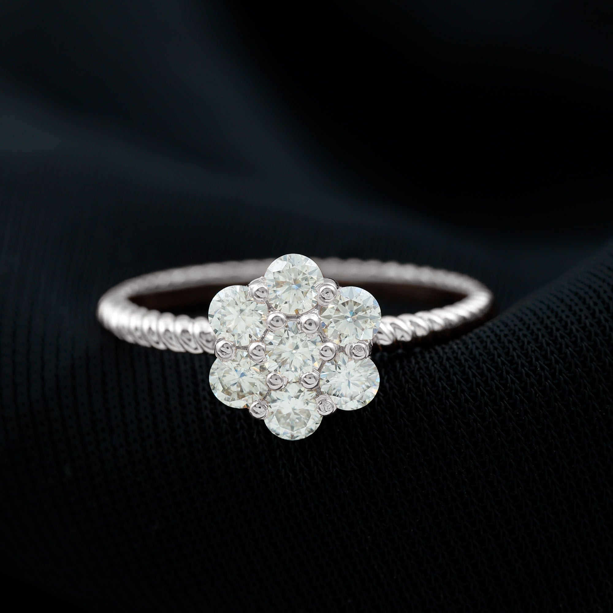 Rosec Jewels-Lab Created Diamond Flower Engagement Ring for Her